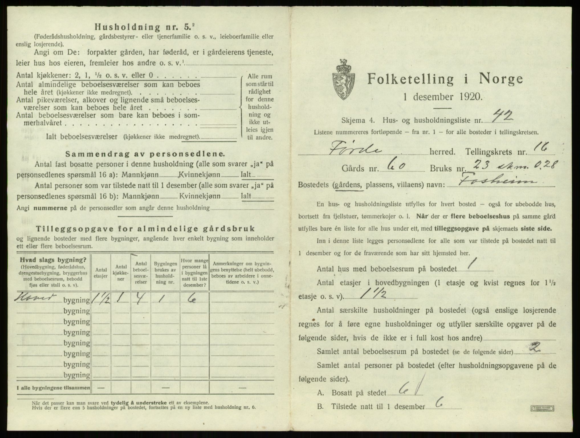 SAB, Folketelling 1920 for 1432 Førde herred, 1920, s. 888