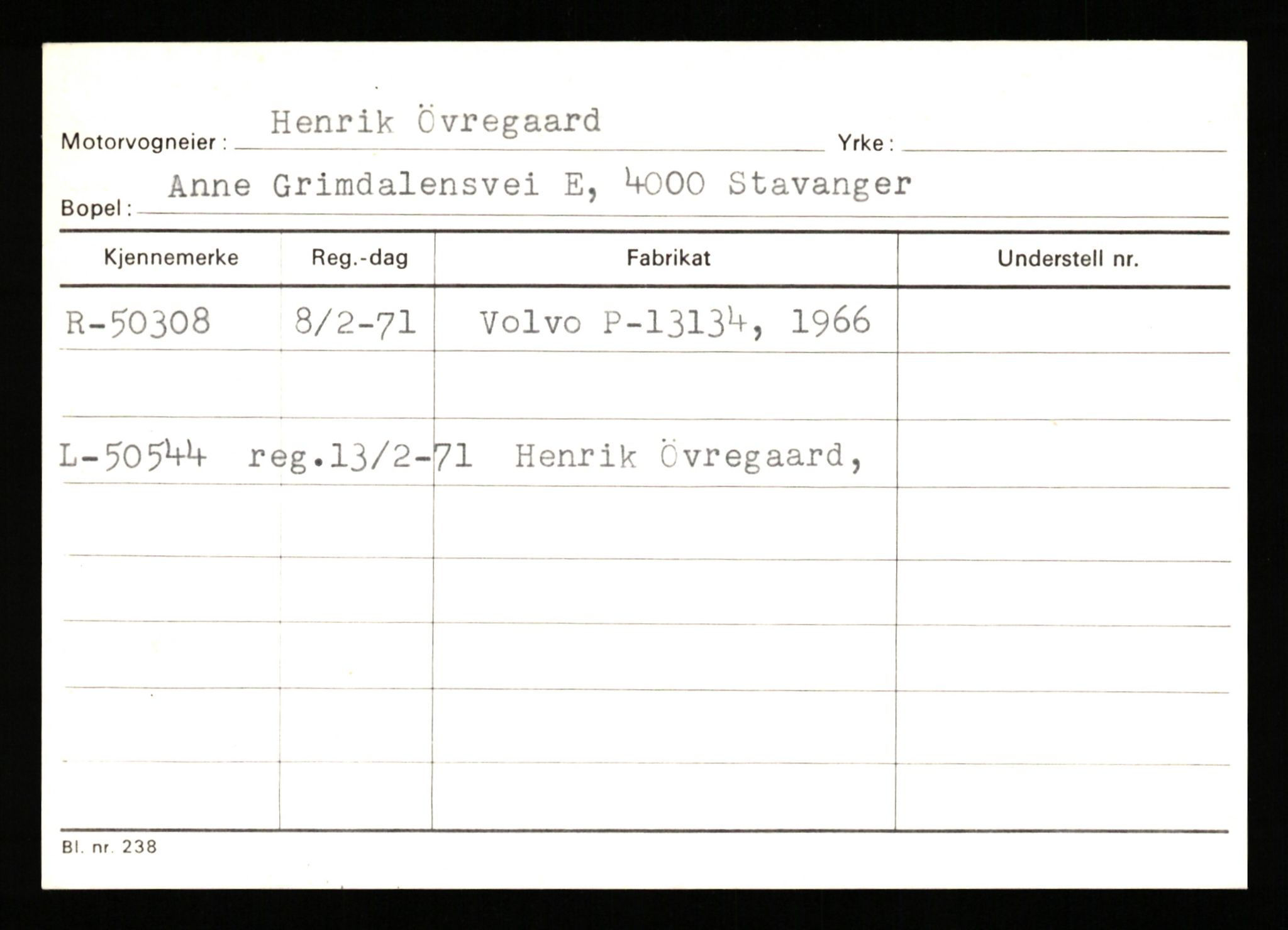 Stavanger trafikkstasjon, SAST/A-101942/0/G/L0007: Registreringsnummer: 49019 - 67460, 1930-1971, s. 265