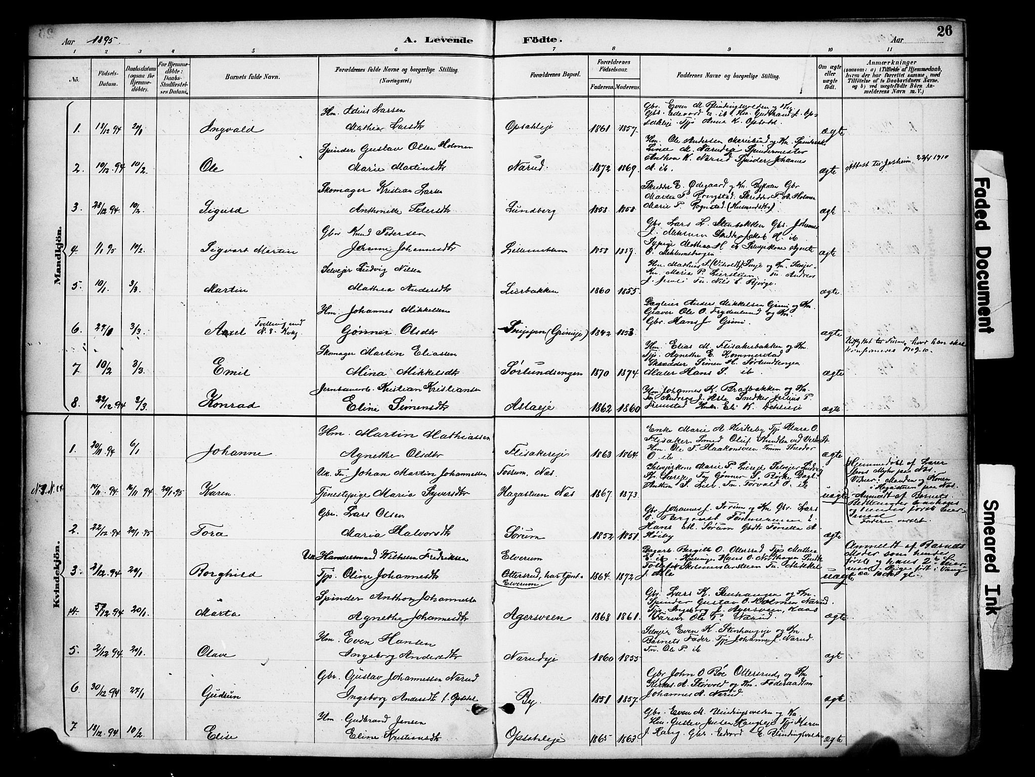 Ringsaker prestekontor, AV/SAH-PREST-014/K/Ka/L0016: Ministerialbok nr. 16, 1891-1904, s. 26
