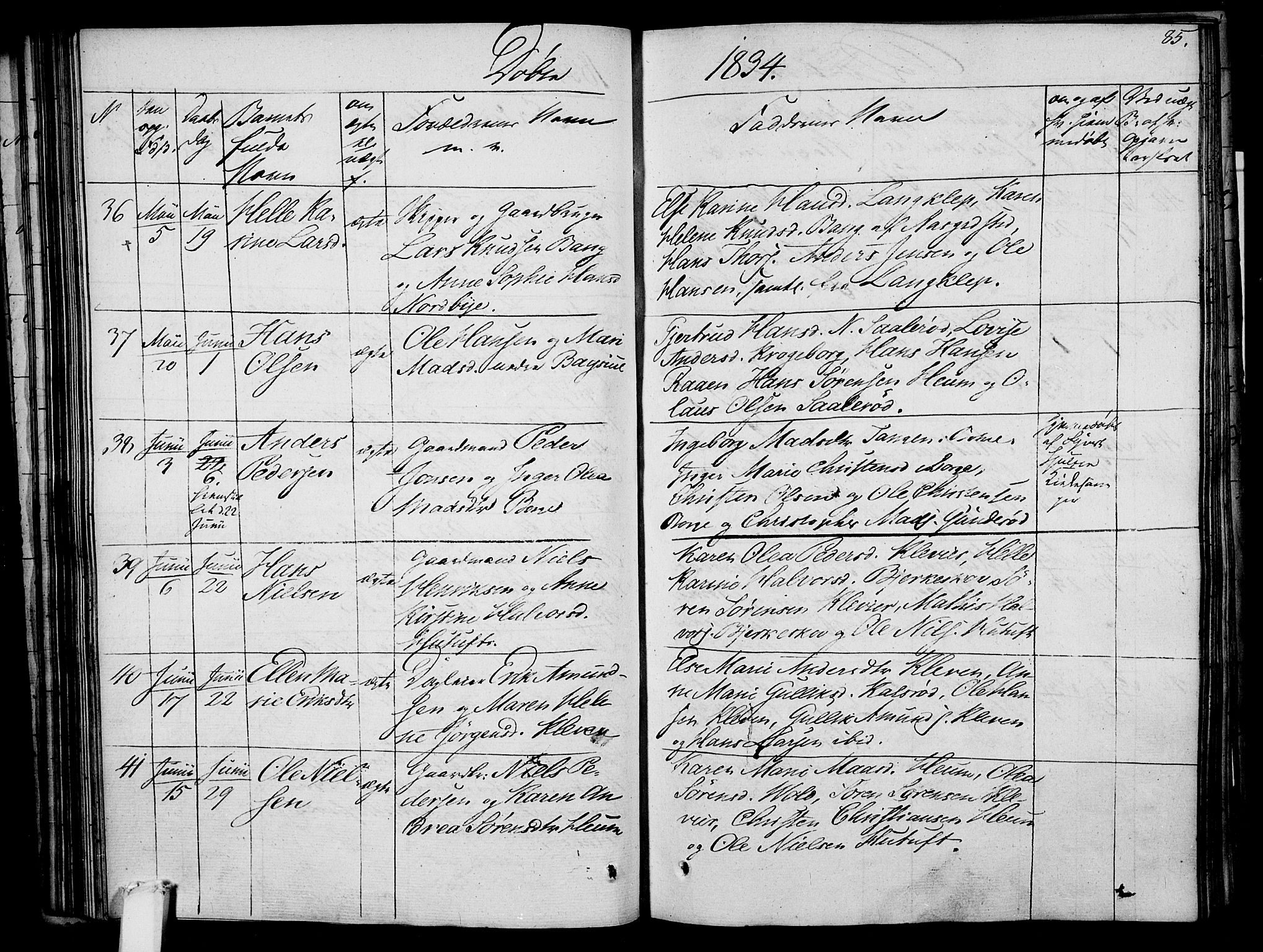 Våle kirkebøker, AV/SAKO-A-334/F/Fa/L0008: Ministerialbok nr. I 8, 1824-1844, s. 85
