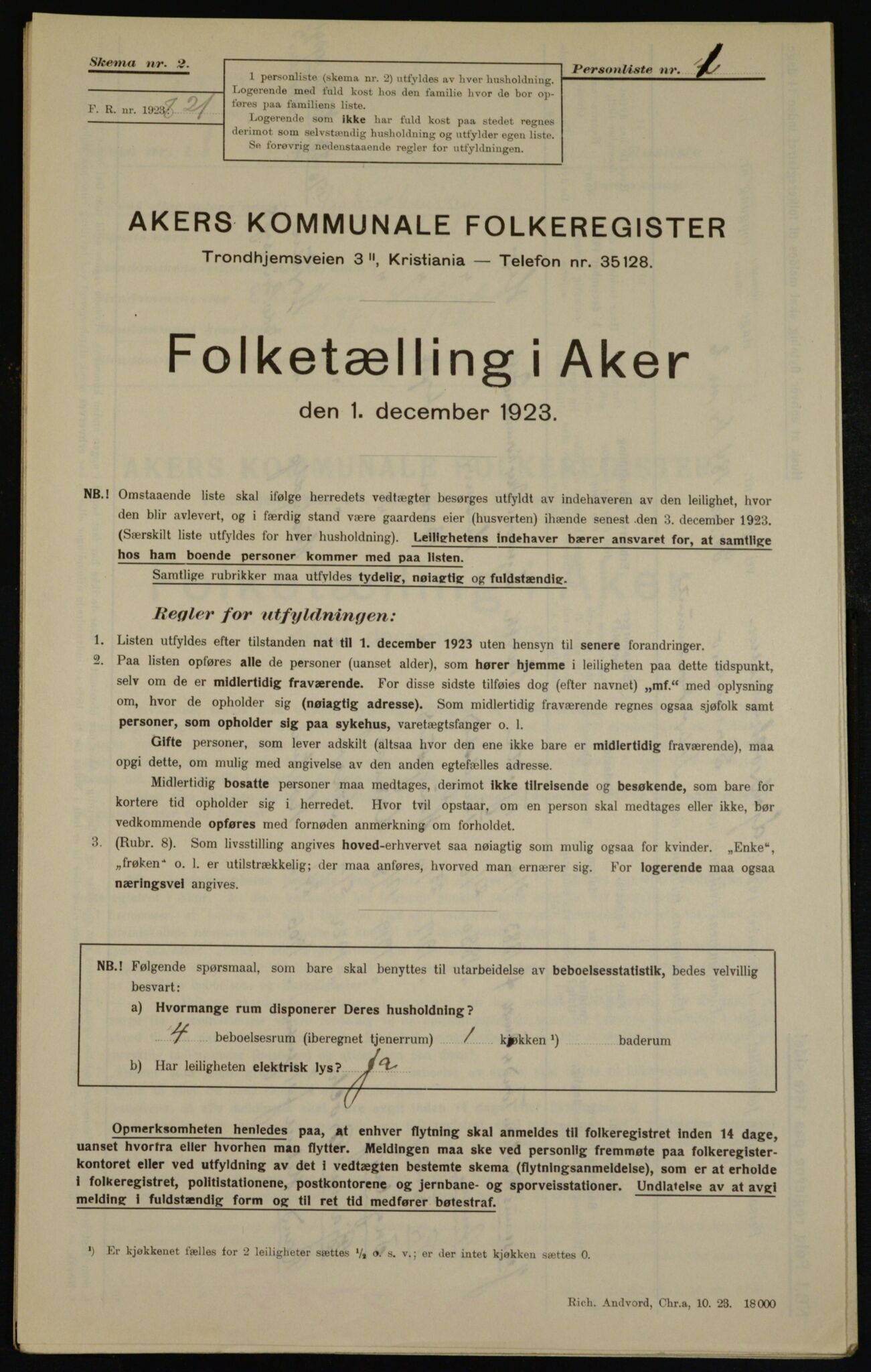 , Kommunal folketelling 1.12.1923 for Aker, 1923, s. 41674