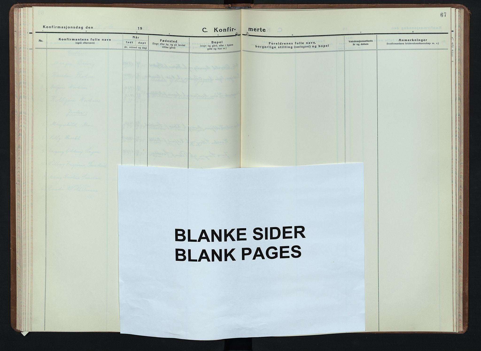 Åmot prestekontor, Hedmark, AV/SAH-PREST-056/H/Ha/Hab/L0007: Klokkerbok nr. 7, 1937-1949, s. 67