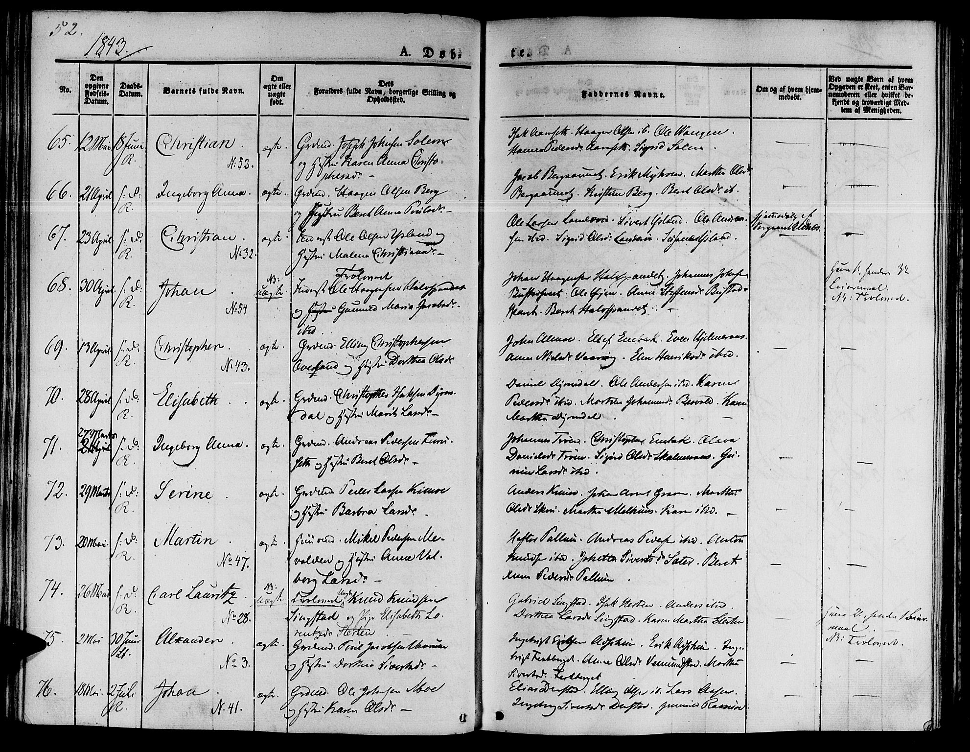 Ministerialprotokoller, klokkerbøker og fødselsregistre - Sør-Trøndelag, SAT/A-1456/646/L0610: Ministerialbok nr. 646A08, 1837-1847, s. 52