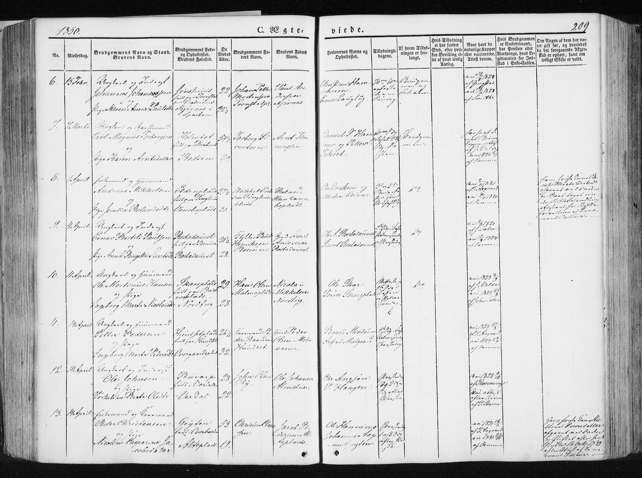 Ministerialprotokoller, klokkerbøker og fødselsregistre - Nord-Trøndelag, AV/SAT-A-1458/741/L0393: Ministerialbok nr. 741A07, 1849-1863, s. 209