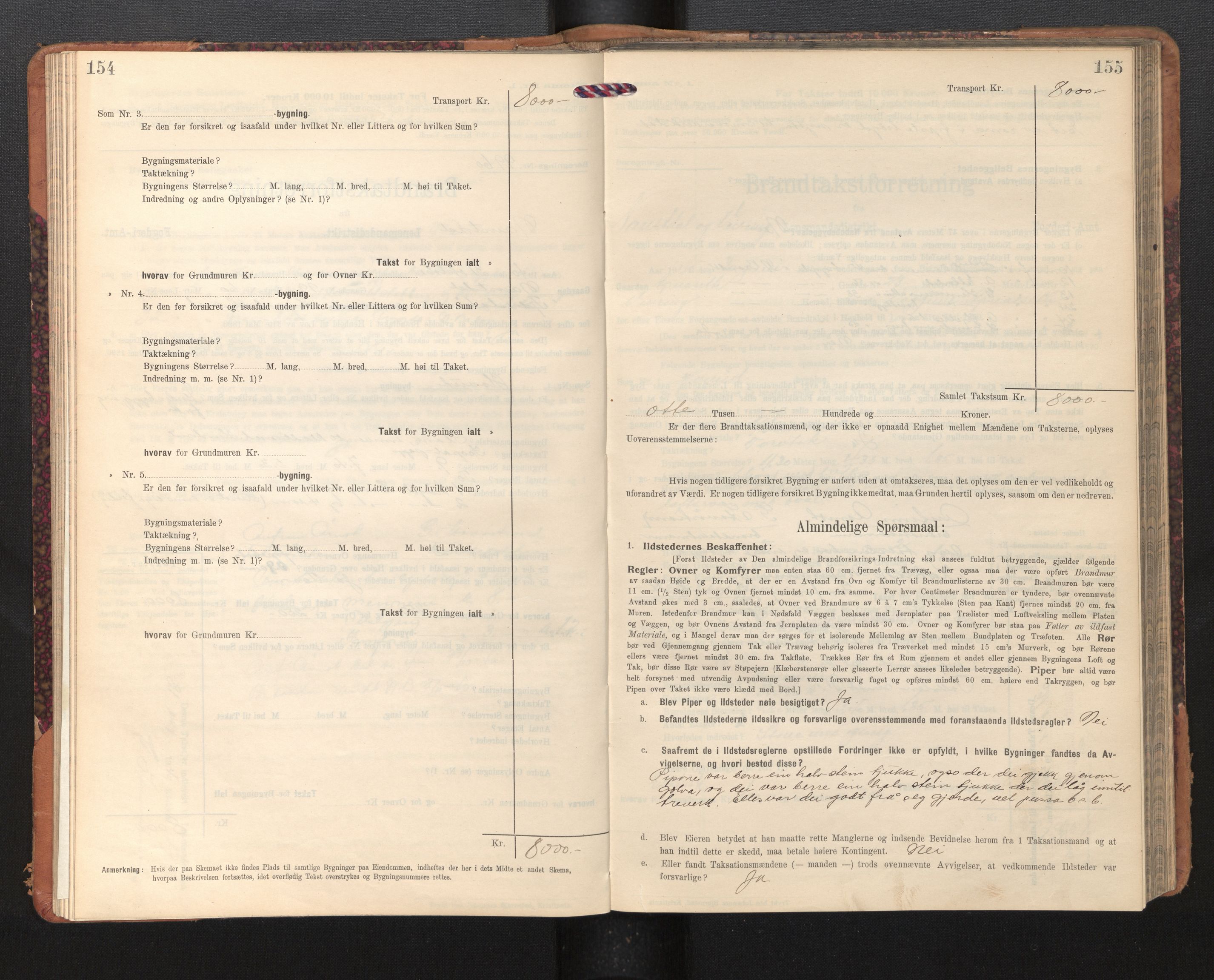 Lensmannen i Naustdal, SAB/A-29501/0012/L0002: Branntakstprotokoll, skjematakst, 1911-1953, s. 154-155