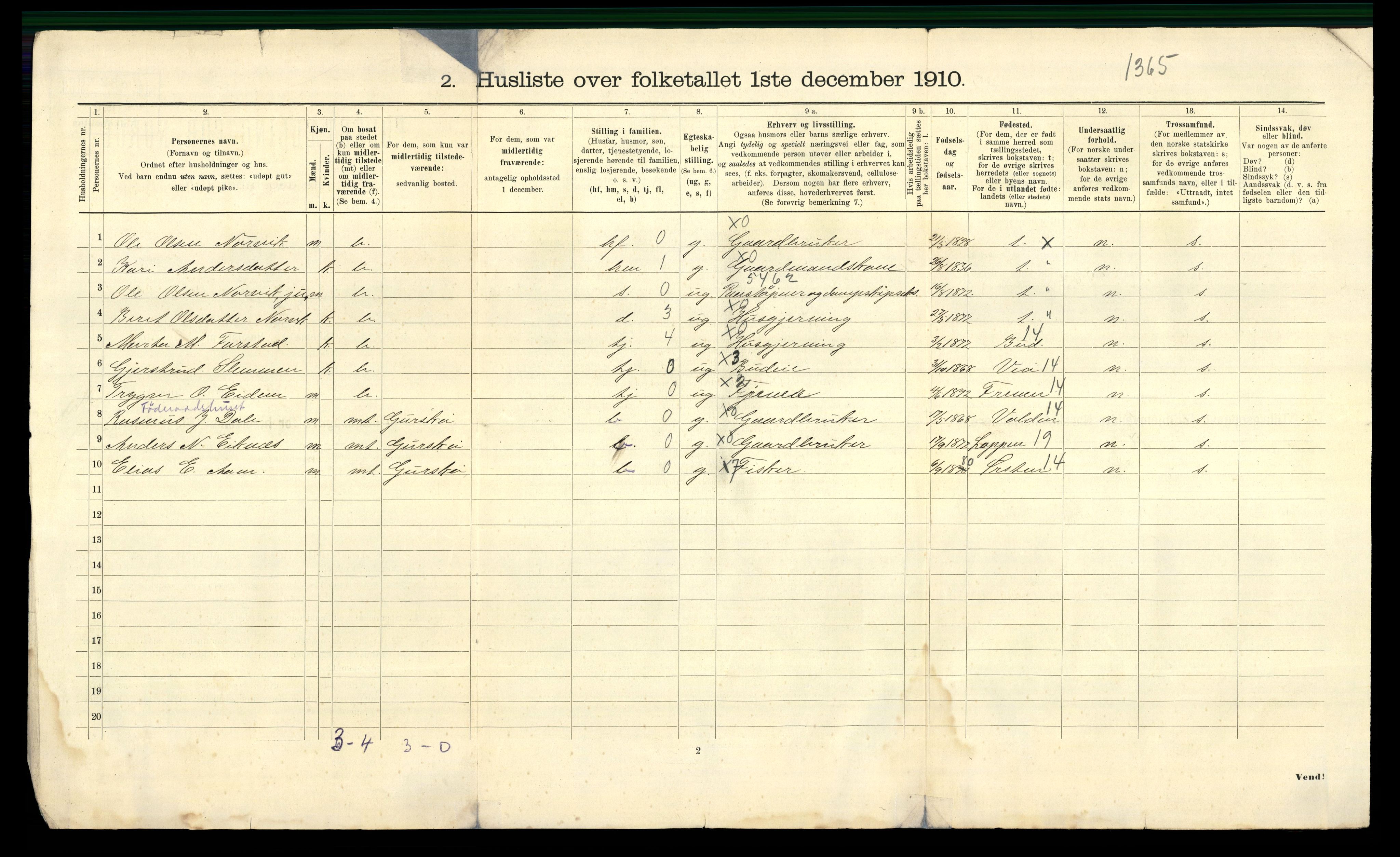 RA, Folketelling 1910 for 1538 Eid herred, 1910, s. 15