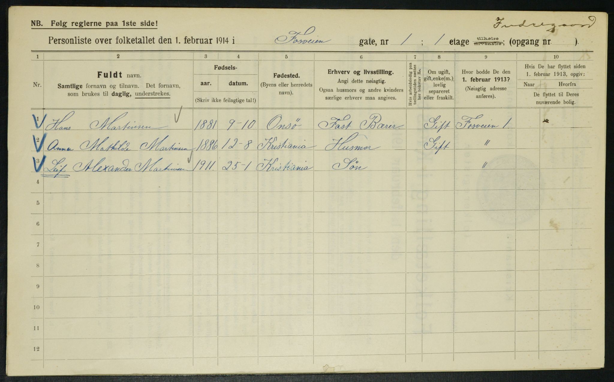 OBA, Kommunal folketelling 1.2.1914 for Kristiania, 1914, s. 24827