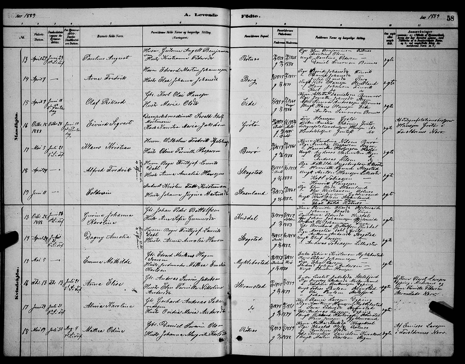 Ministerialprotokoller, klokkerbøker og fødselsregistre - Nordland, AV/SAT-A-1459/855/L0816: Klokkerbok nr. 855C05, 1879-1894, s. 58