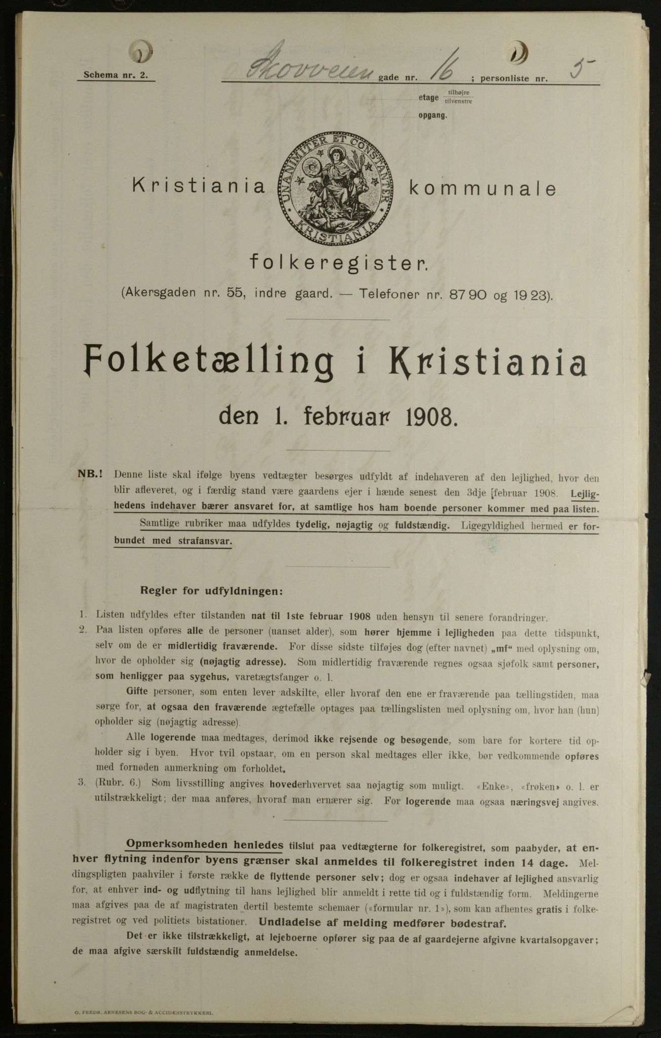 OBA, Kommunal folketelling 1.2.1908 for Kristiania kjøpstad, 1908, s. 86976