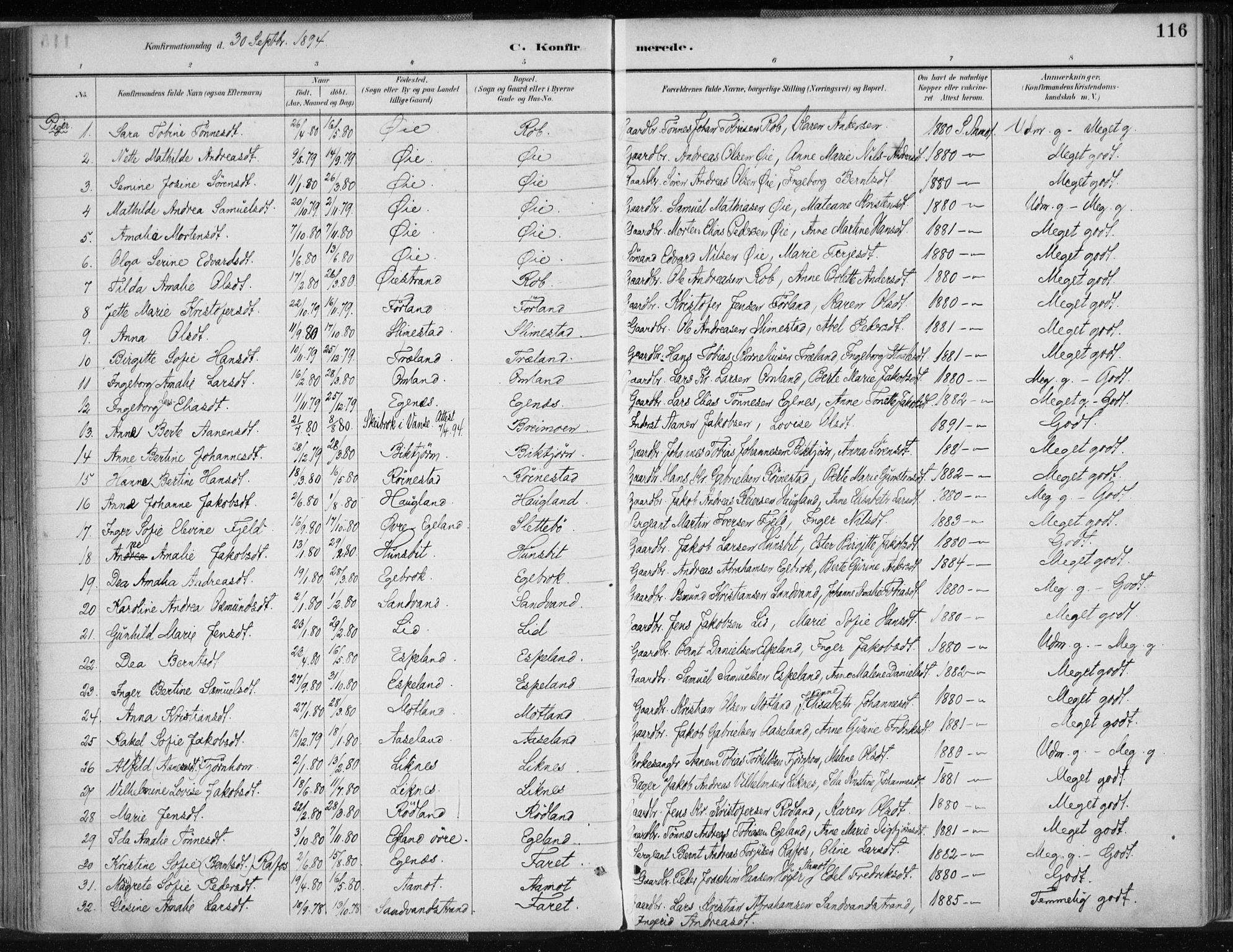 Kvinesdal sokneprestkontor, AV/SAK-1111-0026/F/Fa/Fab/L0008: Ministerialbok nr. A 8, 1886-1897, s. 116