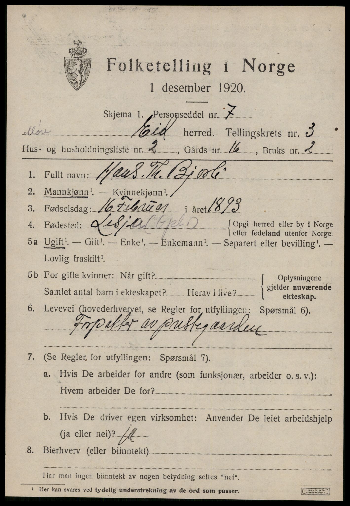 SAT, Folketelling 1920 for 1538 Eid herred, 1920, s. 747