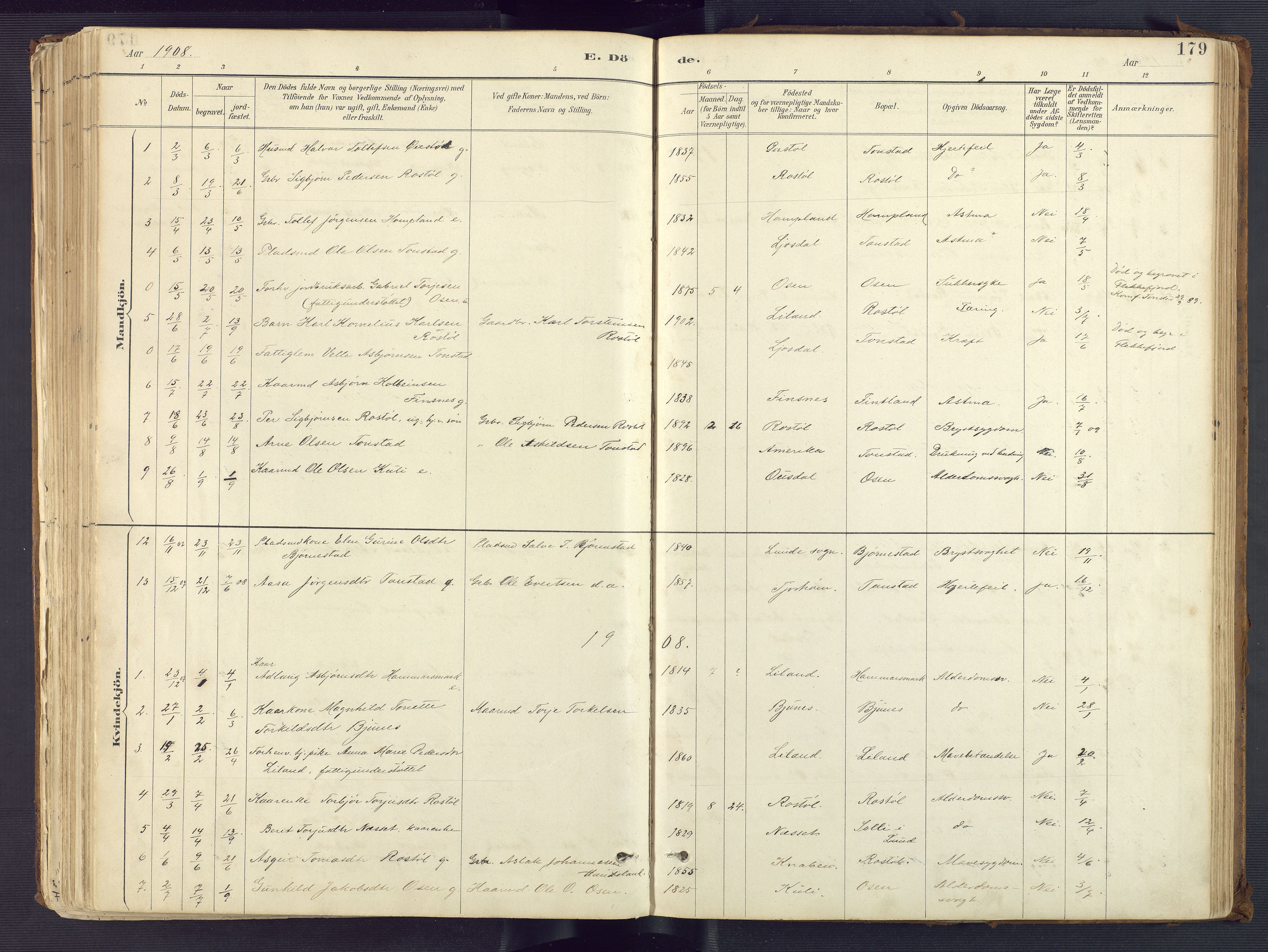 Sirdal sokneprestkontor, AV/SAK-1111-0036/F/Fa/Fab/L0004: Ministerialbok nr. A 4, 1887-1919, s. 179