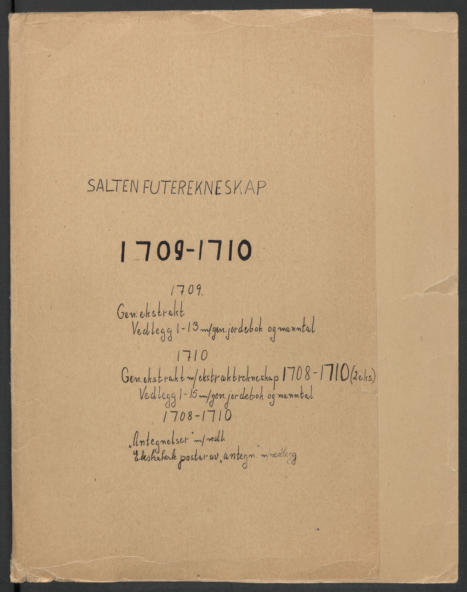 Rentekammeret inntil 1814, Reviderte regnskaper, Fogderegnskap, RA/EA-4092/R66/L4581: Fogderegnskap Salten, 1707-1710, s. 298