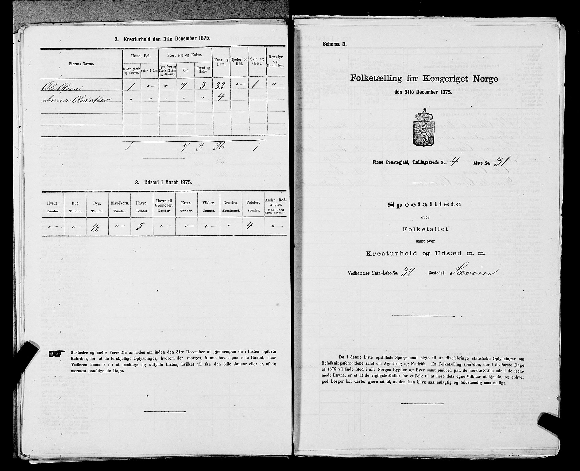 SAST, Folketelling 1875 for 1141P Finnøy prestegjeld, 1875, s. 438