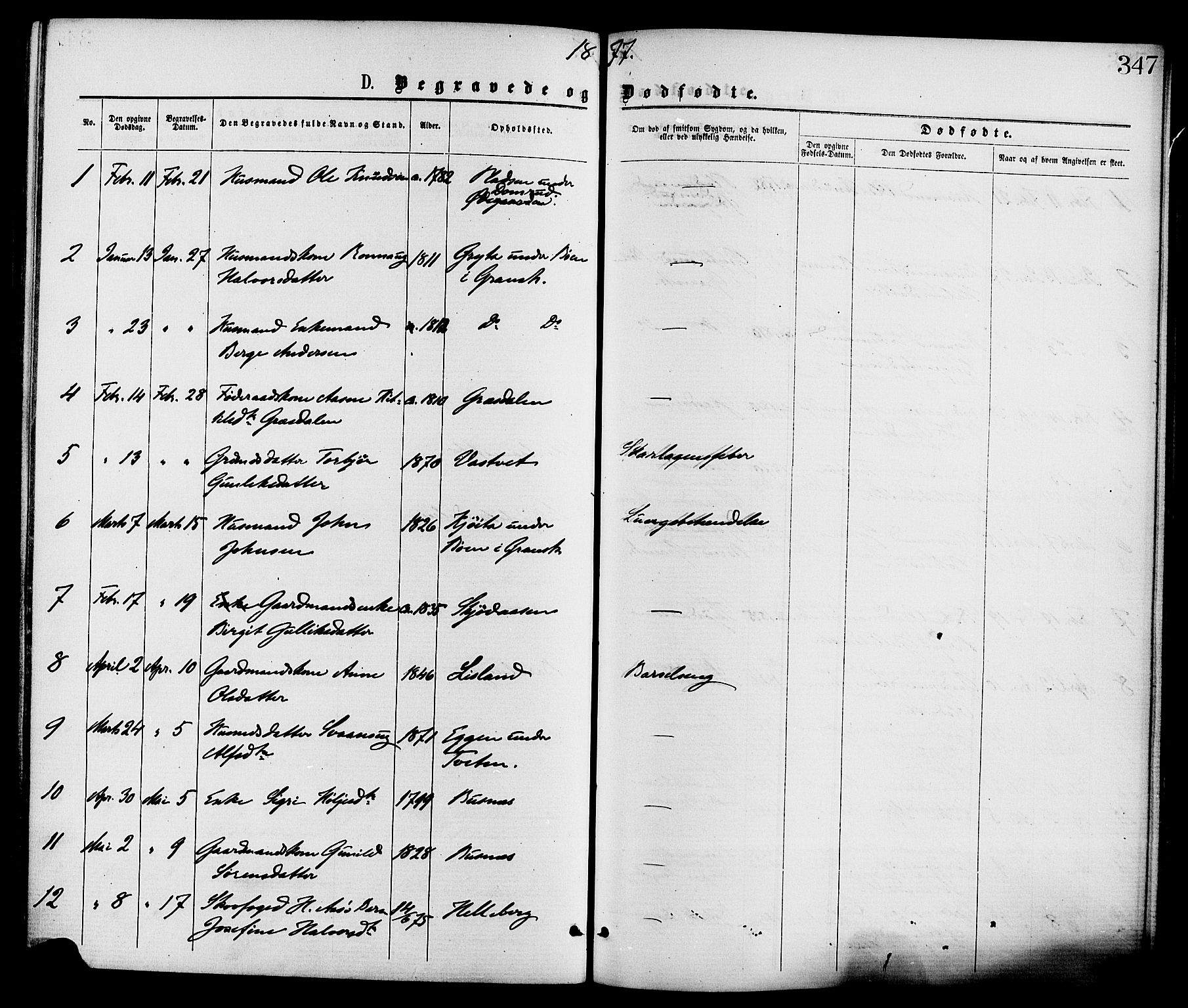 Gransherad kirkebøker, AV/SAKO-A-267/F/Fa/L0004: Ministerialbok nr. I 4, 1871-1886, s. 347