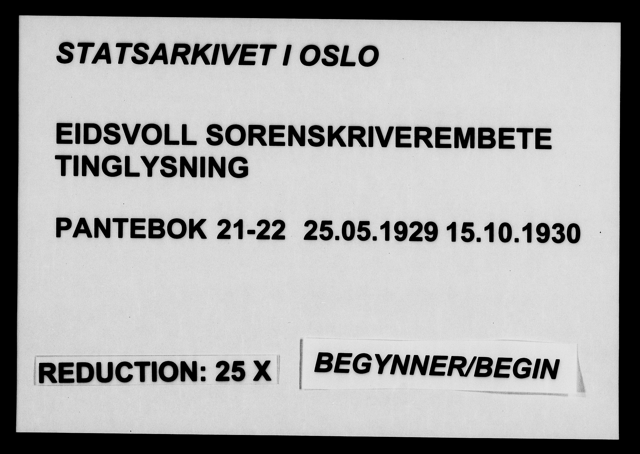 Eidsvoll tingrett, SAO/A-10371/G/Gb/Gba/L0021: Pantebok nr. 21-22, 1929-1930