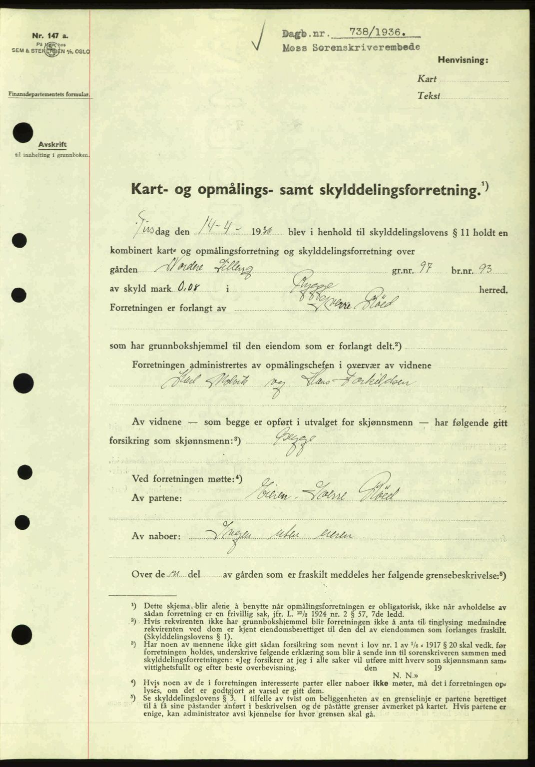 Moss sorenskriveri, SAO/A-10168: Pantebok nr. A1, 1936-1936, Dagboknr: 738/1936