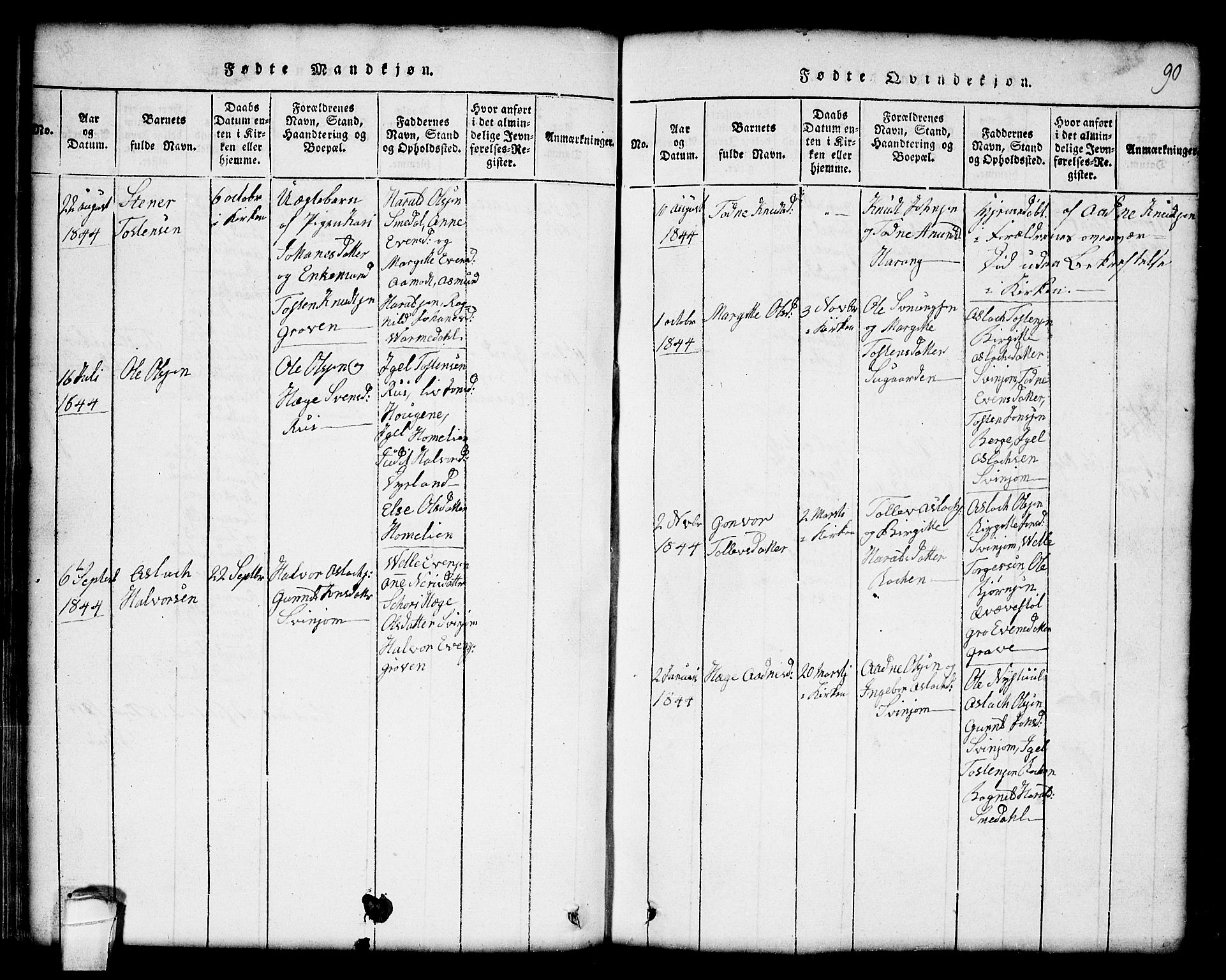 Seljord kirkebøker, AV/SAKO-A-20/G/Gc/L0001: Klokkerbok nr. III 1, 1815-1849, s. 90