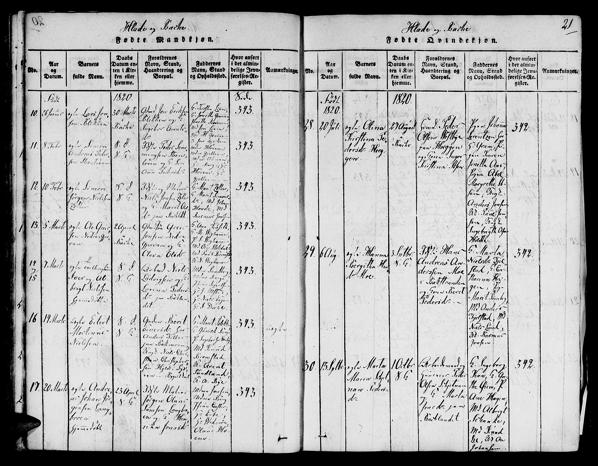 Ministerialprotokoller, klokkerbøker og fødselsregistre - Sør-Trøndelag, SAT/A-1456/606/L0283: Ministerialbok nr. 606A03 /1, 1818-1823, s. 21