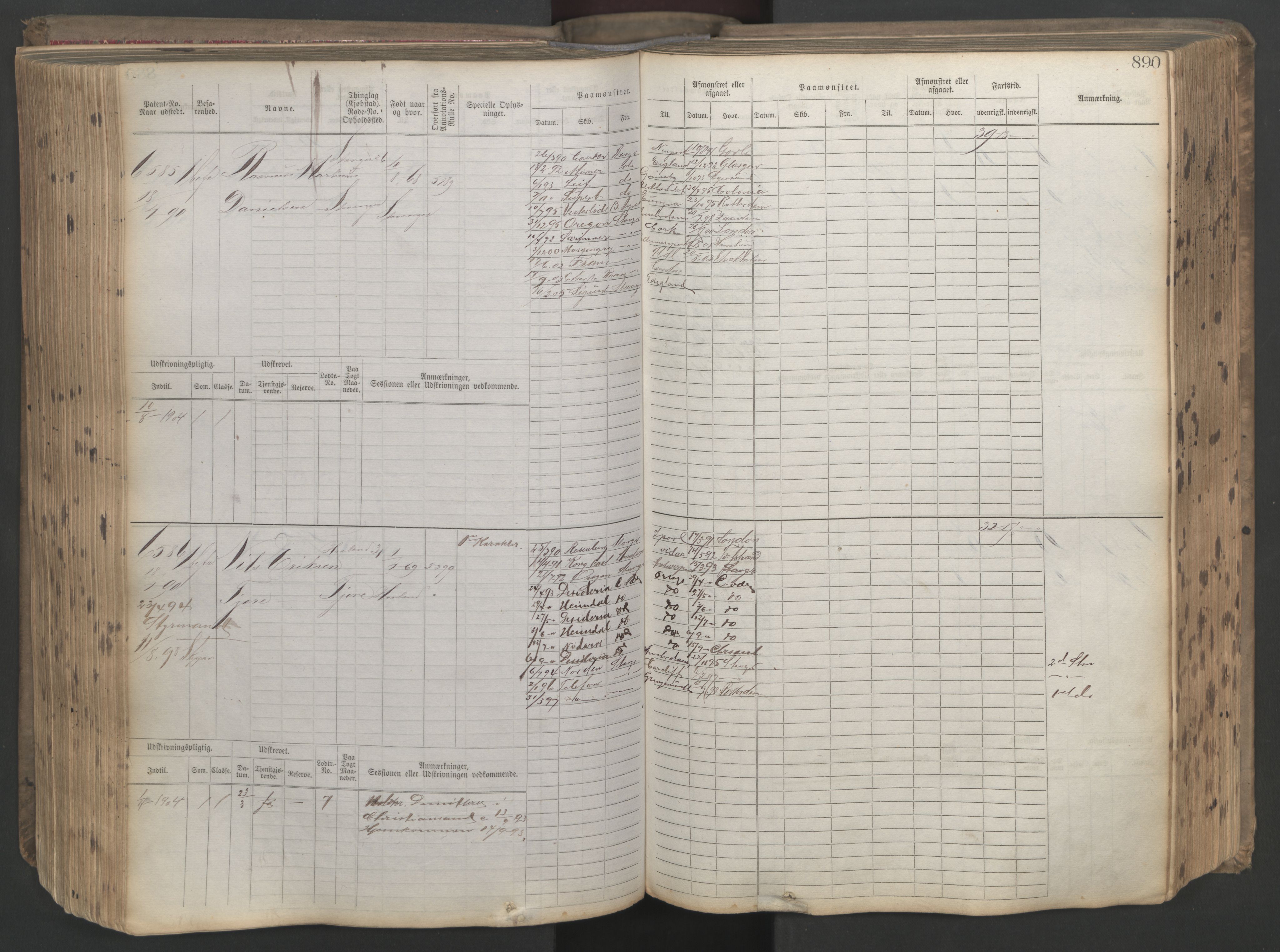 Stavanger sjømannskontor, AV/SAST-A-102006/F/Fb/Fbb/L0021: Sjøfartshovedrulle patnentnr. 6005-7204 (dublett), 1887, s. 295