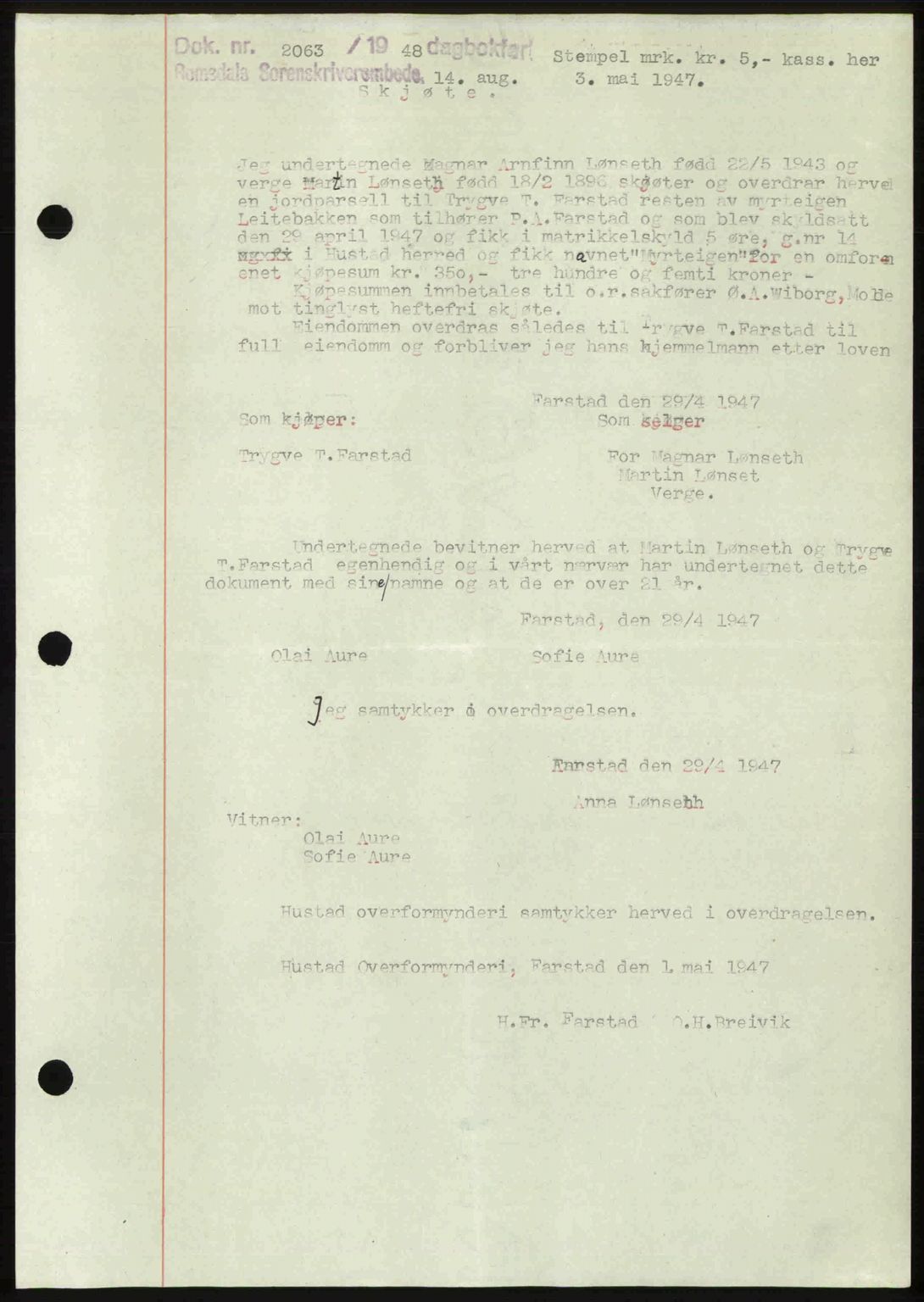 Romsdal sorenskriveri, SAT/A-4149/1/2/2C: Pantebok nr. A27, 1948-1948, Dagboknr: 2063/1948