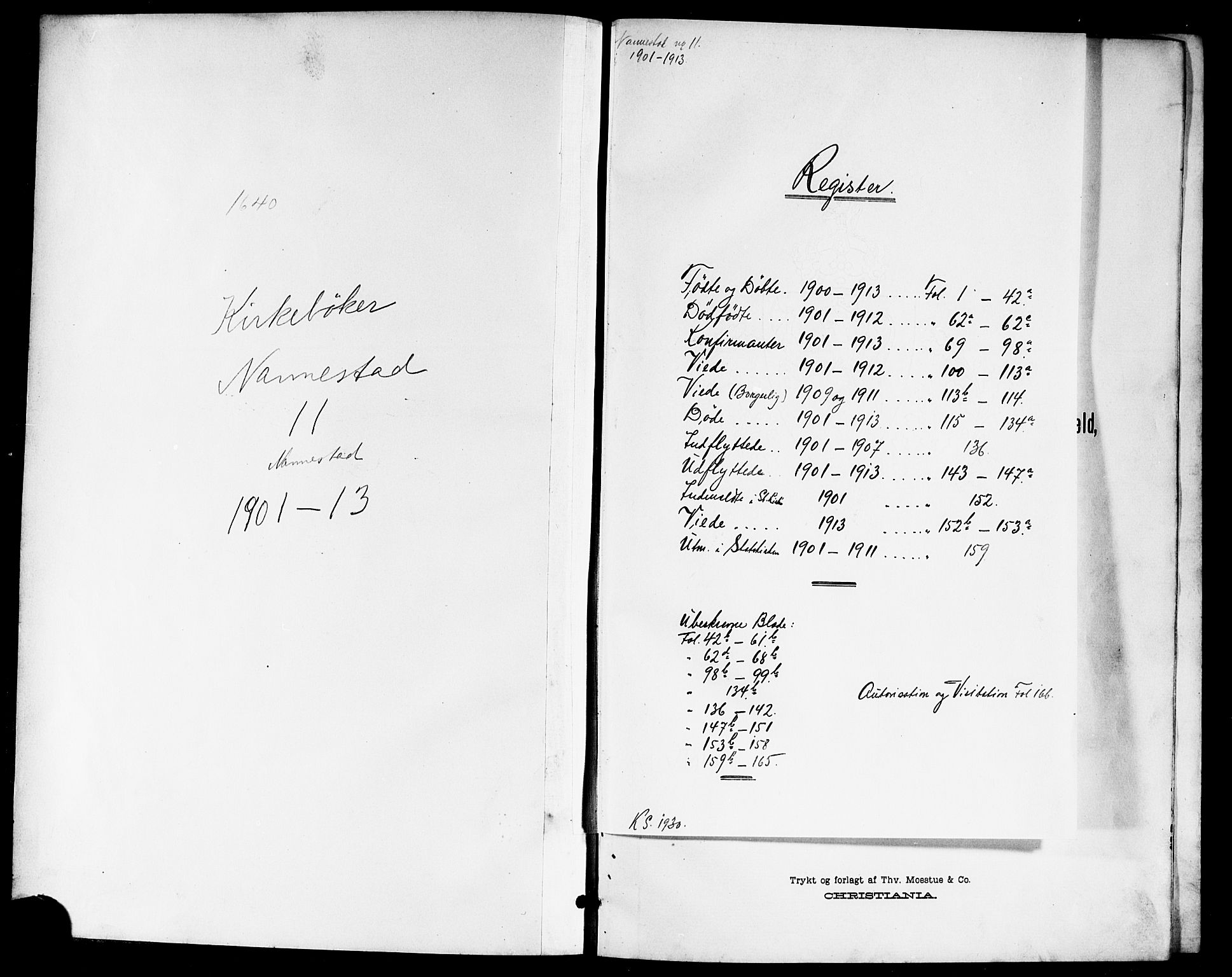 Nannestad prestekontor Kirkebøker, SAO/A-10414a/G/Ga/L0002: Klokkerbok nr. I 2, 1901-1913