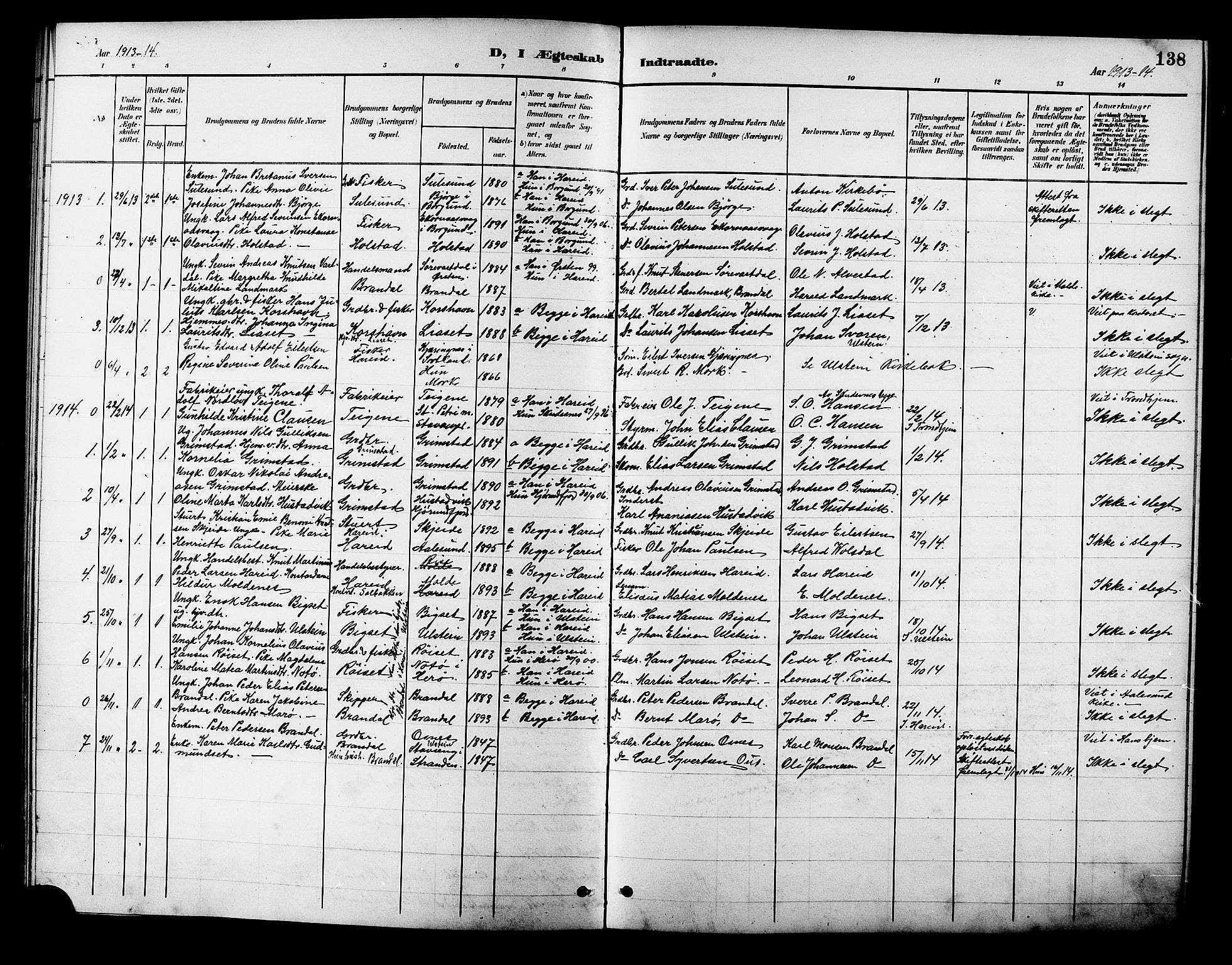 Ministerialprotokoller, klokkerbøker og fødselsregistre - Møre og Romsdal, SAT/A-1454/510/L0126: Klokkerbok nr. 510C03, 1900-1922, s. 138