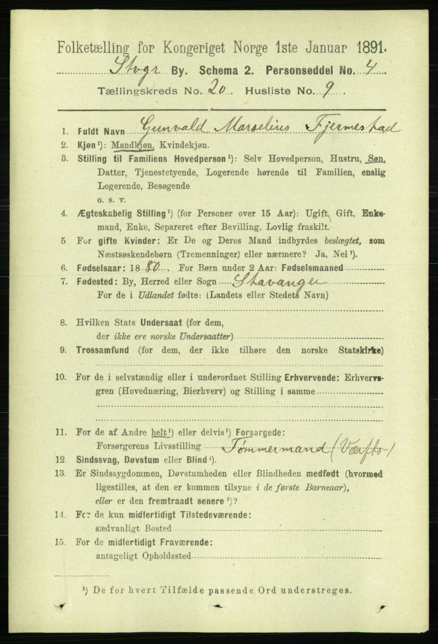 RA, Folketelling 1891 for 1103 Stavanger kjøpstad, 1891, s. 23121