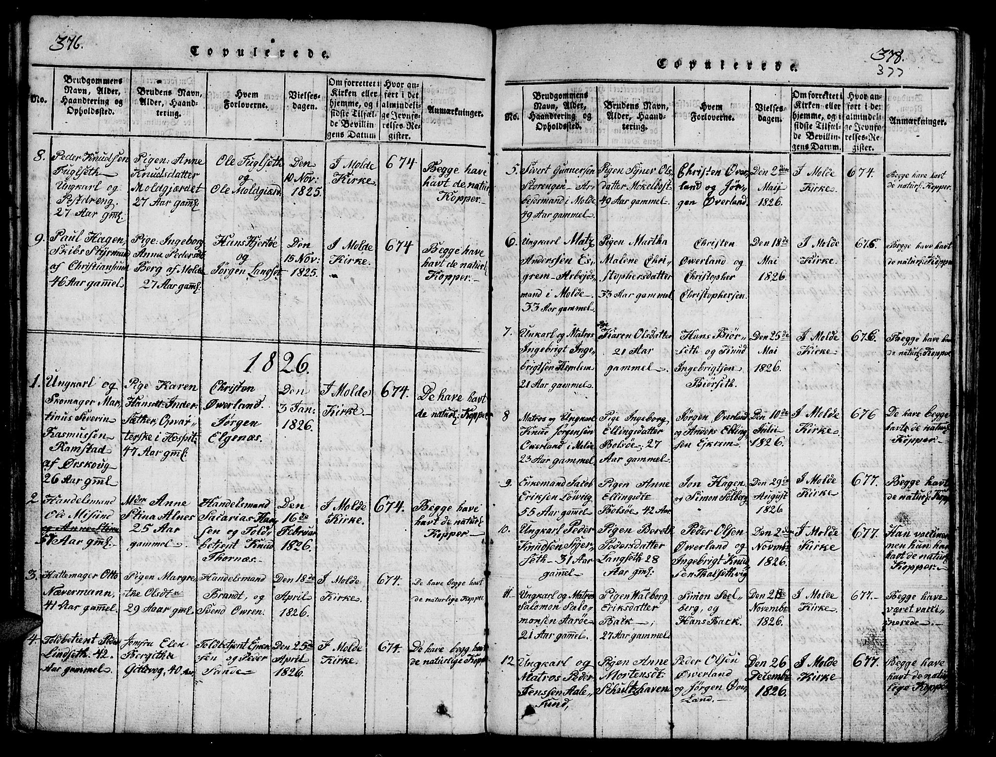 Ministerialprotokoller, klokkerbøker og fødselsregistre - Møre og Romsdal, AV/SAT-A-1454/558/L0700: Klokkerbok nr. 558C01, 1818-1868, s. 376-377
