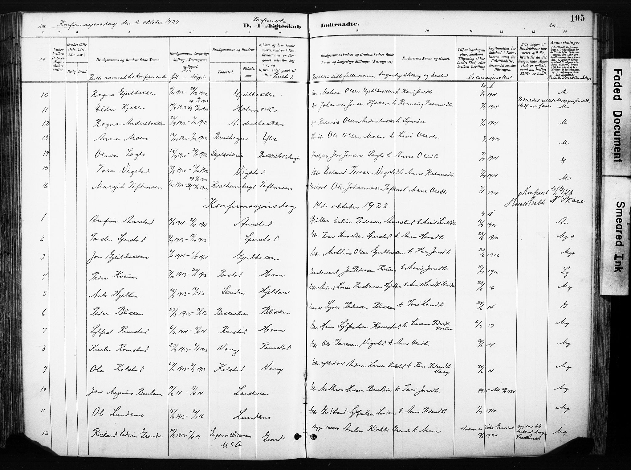 Skjåk prestekontor, AV/SAH-PREST-072/H/Ha/Hab/L0003: Klokkerbok nr. 3, 1893-1932, s. 195