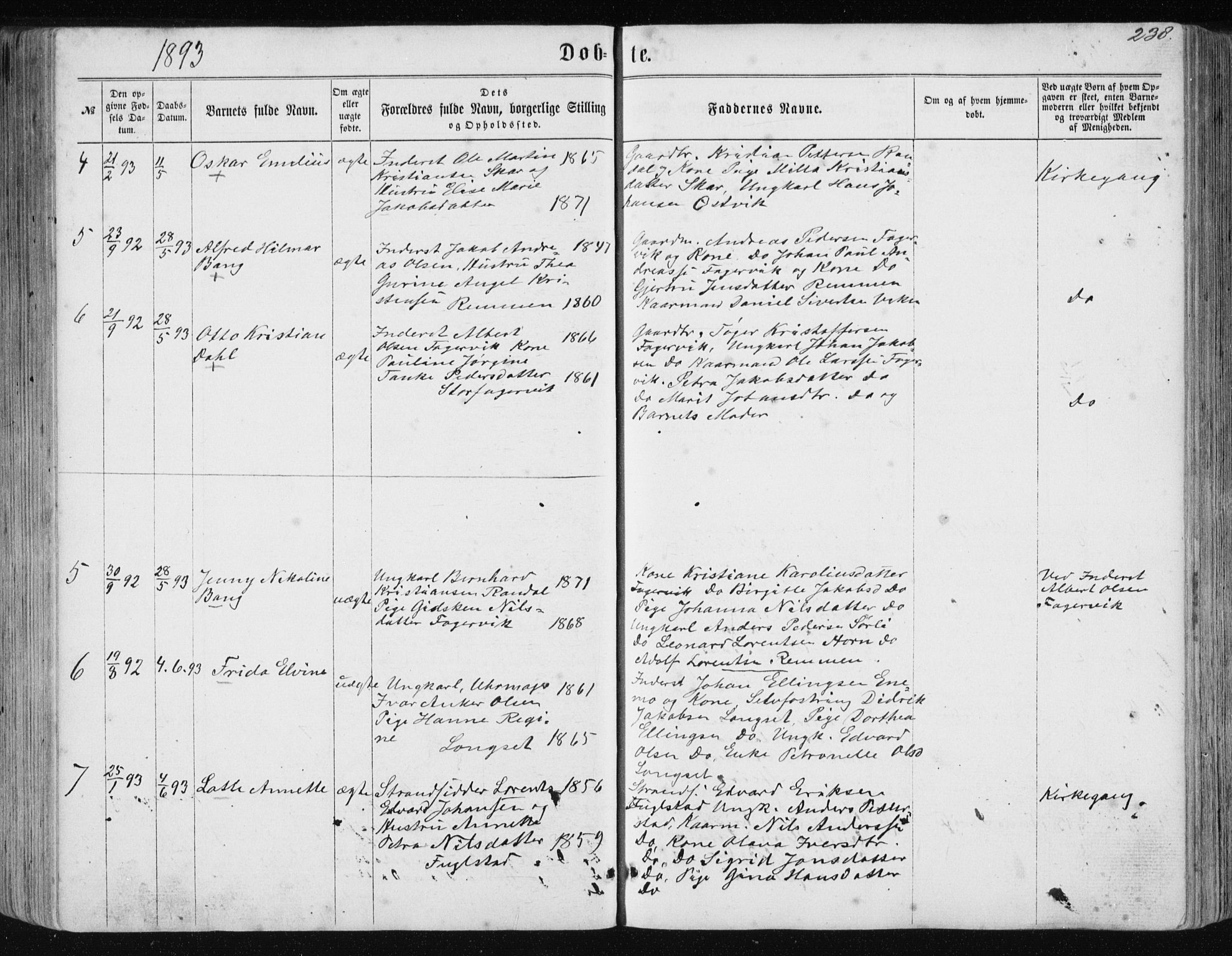 Ministerialprotokoller, klokkerbøker og fødselsregistre - Nordland, SAT/A-1459/838/L0556: Klokkerbok nr. 838C03, 1861-1893, s. 238