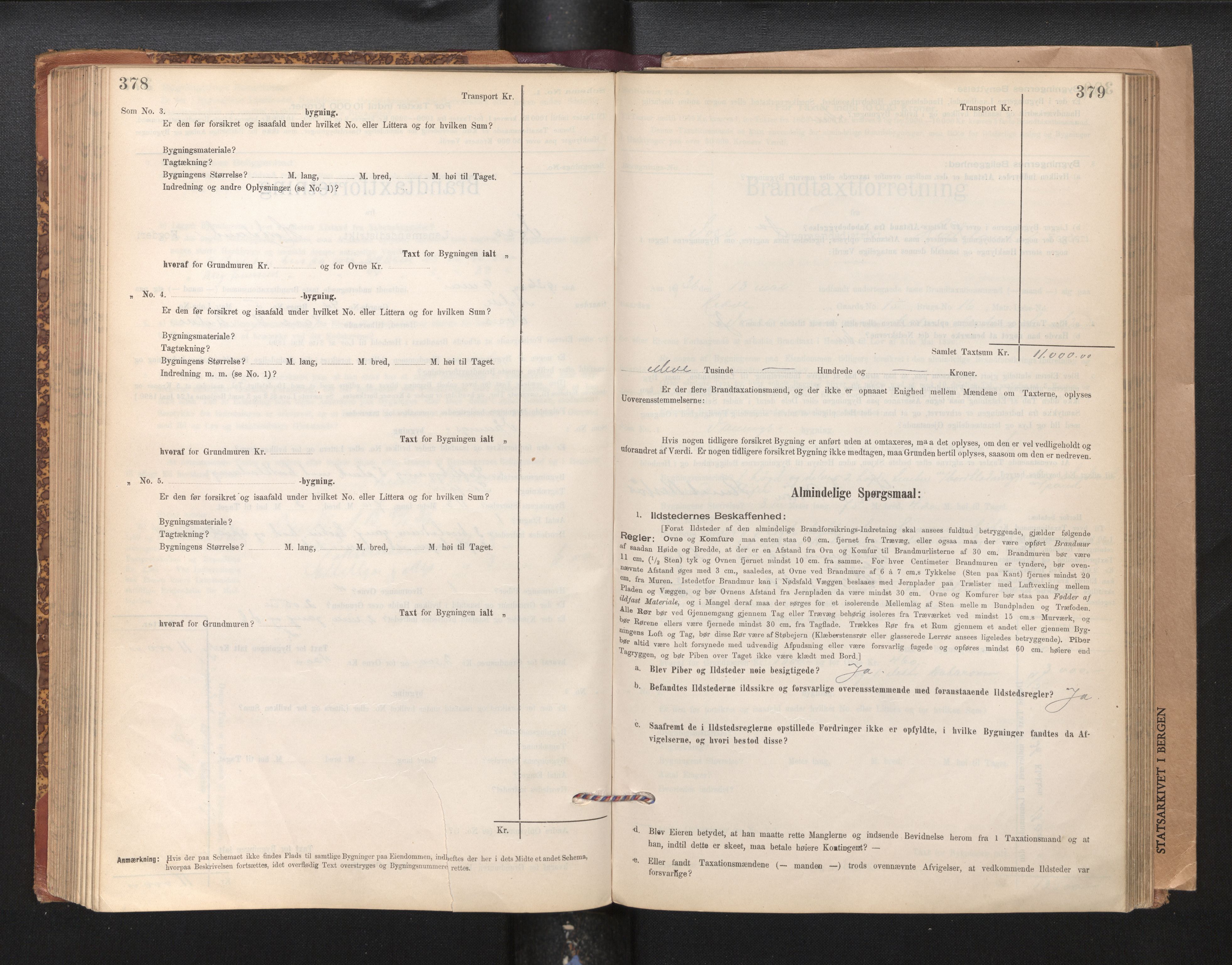 Lensmannen i Voss, SAB/A-35801/0012/L0008: Branntakstprotokoll, skjematakst, 1895-1945, s. 378-379