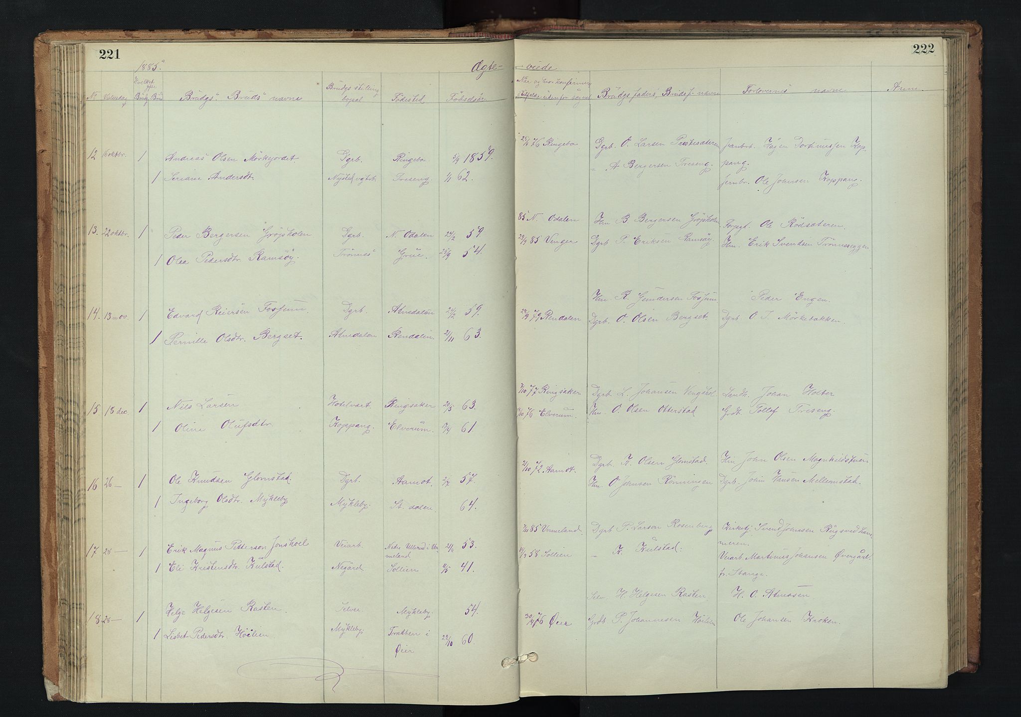 Stor-Elvdal prestekontor, AV/SAH-PREST-052/H/Ha/Hab/L0002: Klokkerbok nr. 2, 1860-1894, s. 221-222