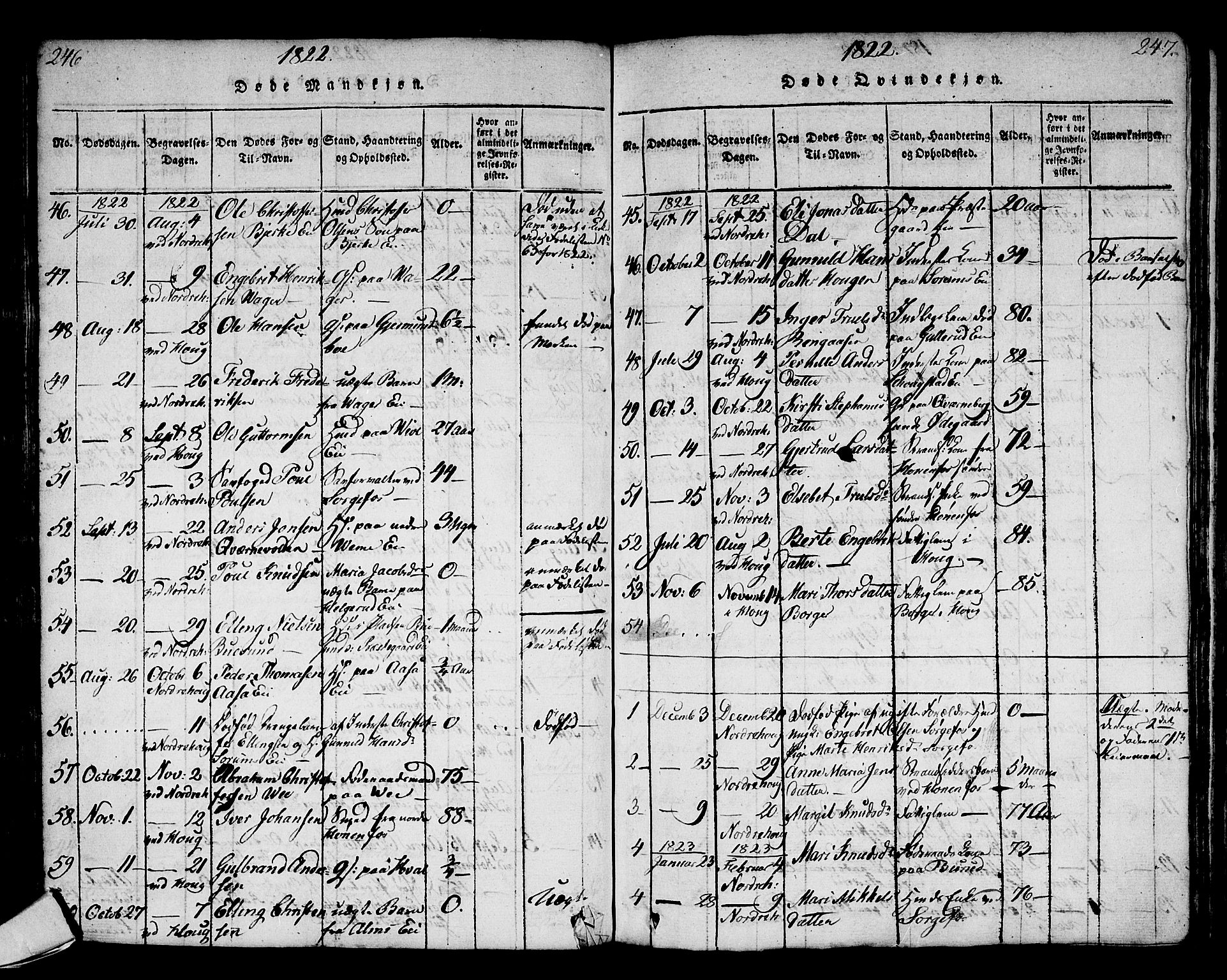 Norderhov kirkebøker, AV/SAKO-A-237/G/Ga/L0002: Klokkerbok nr. I 2, 1814-1867, s. 246-247