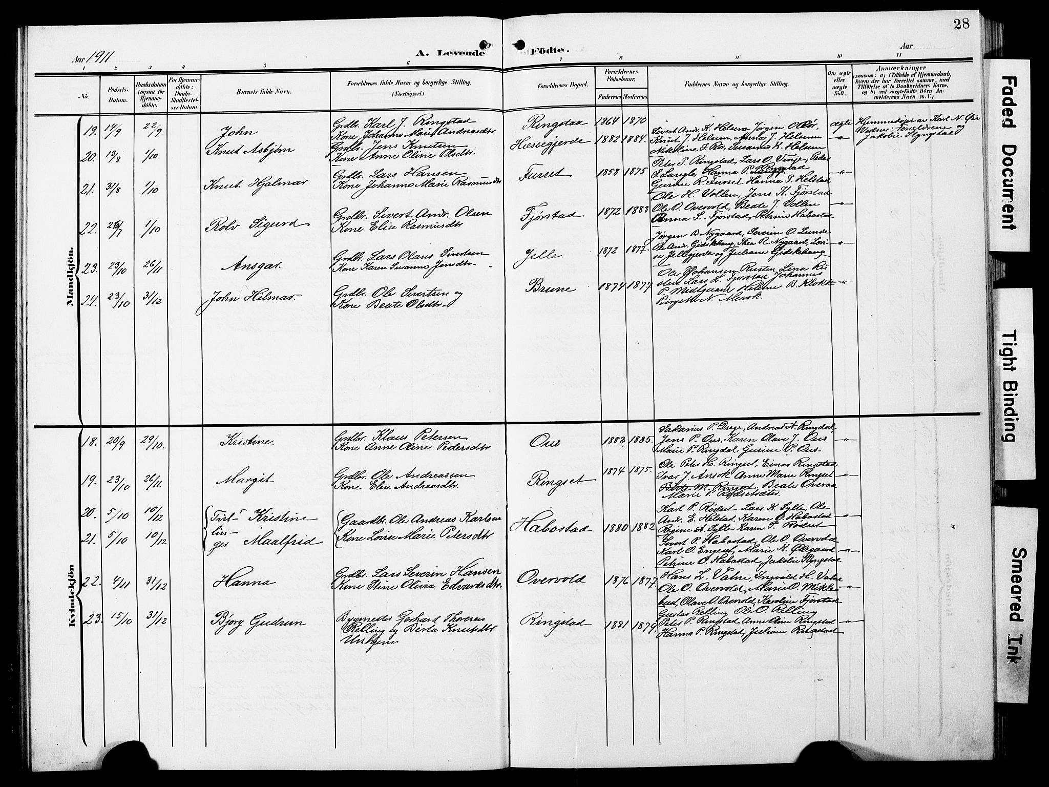 Ministerialprotokoller, klokkerbøker og fødselsregistre - Møre og Romsdal, SAT/A-1454/520/L0293: Klokkerbok nr. 520C05, 1902-1923, s. 28