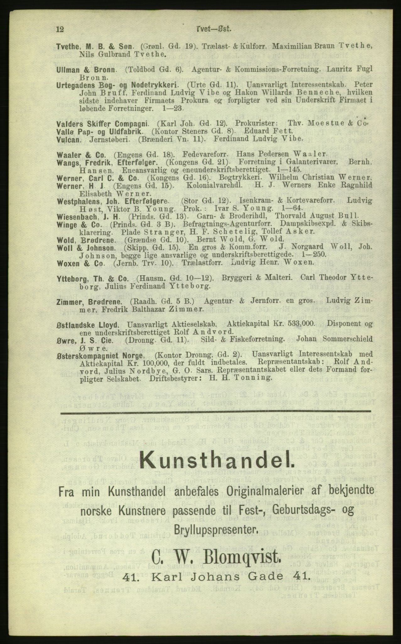 Kristiania/Oslo adressebok, PUBL/-, 1884, s. 12