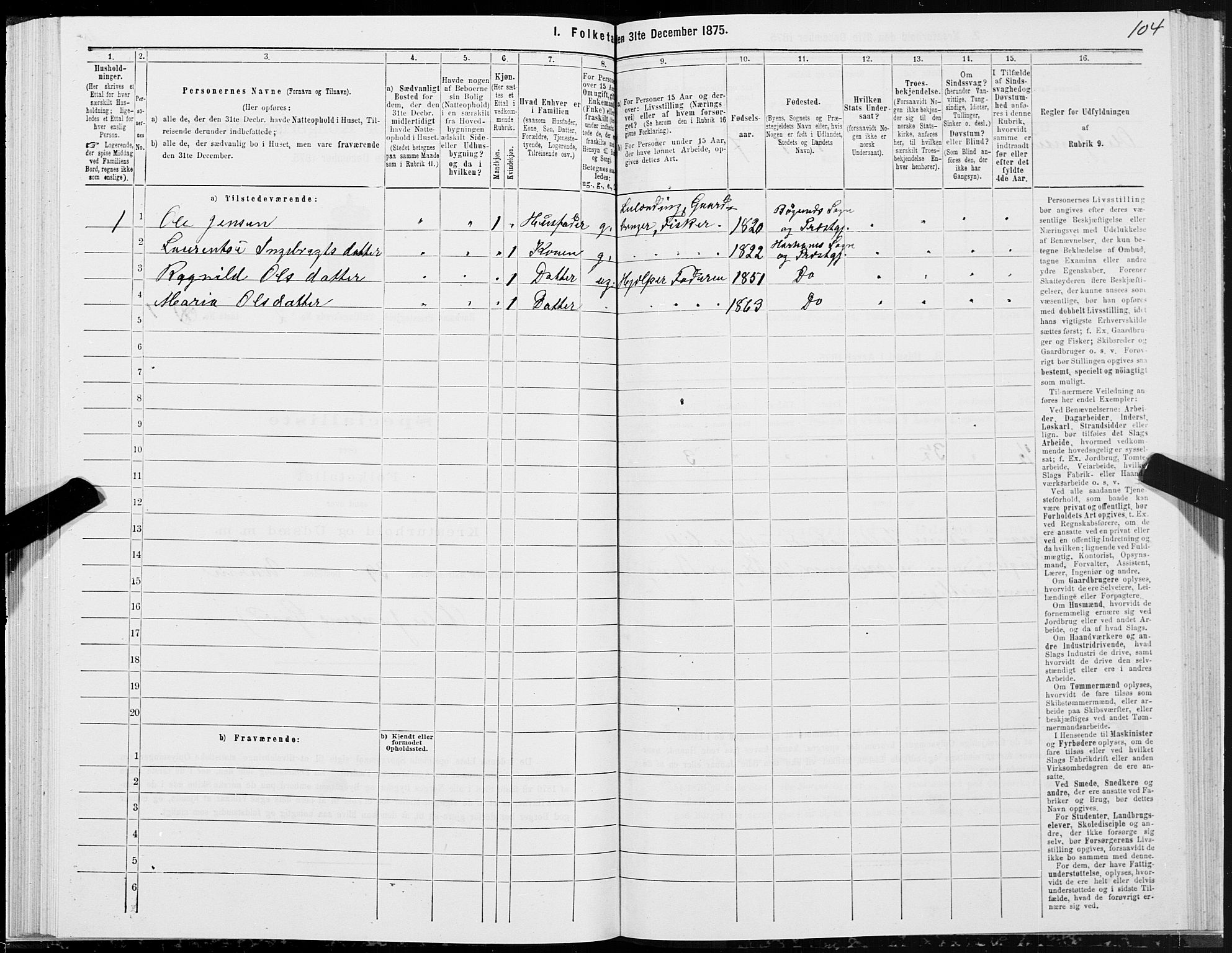 SAT, Folketelling 1875 for 1534P Haram prestegjeld, 1875, s. 1104