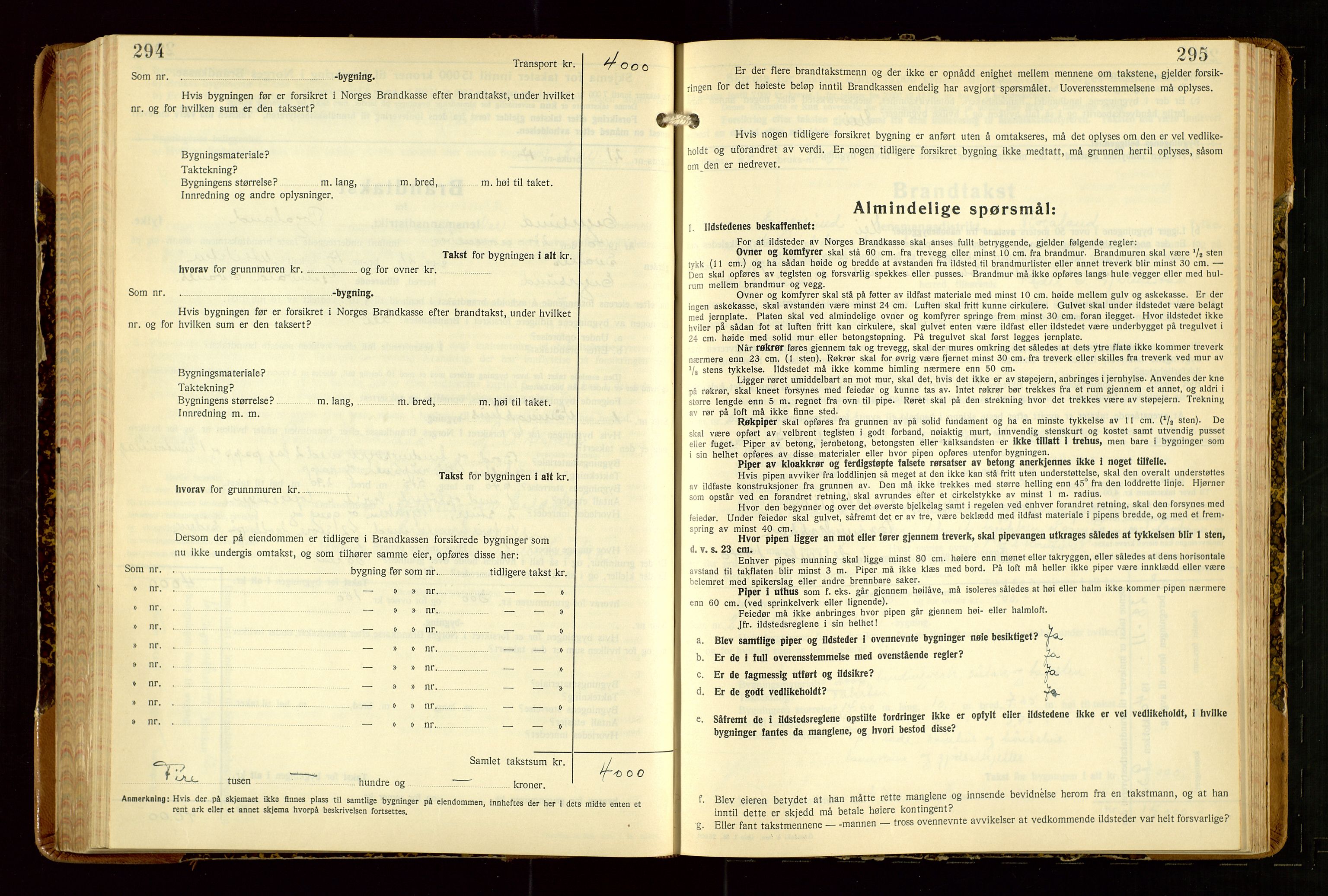 Eigersund lensmannskontor, AV/SAST-A-100171/Gob/L0007: "Brandtakstprotokoll", 1938-1955, s. 294-295