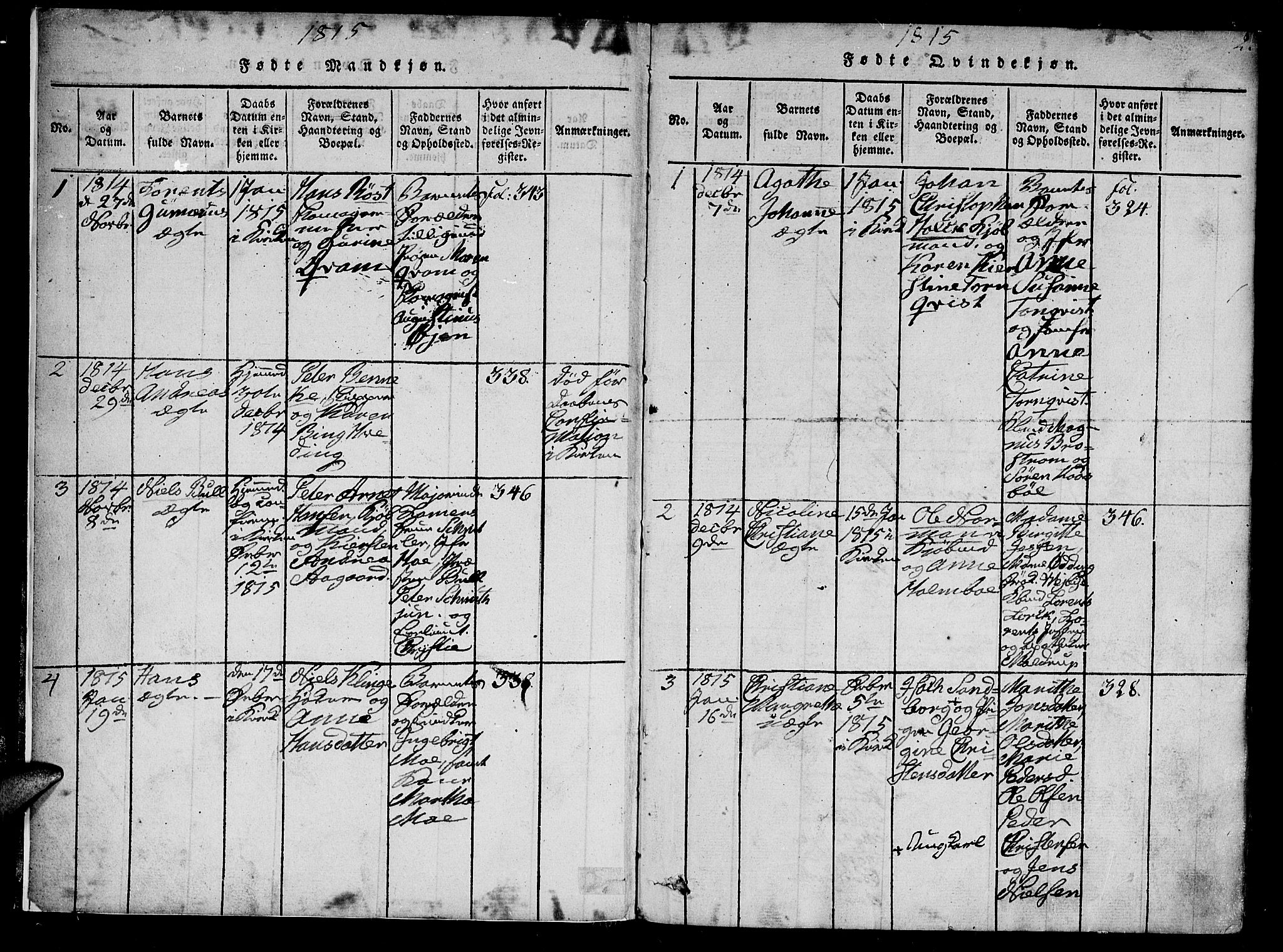 Ministerialprotokoller, klokkerbøker og fødselsregistre - Sør-Trøndelag, AV/SAT-A-1456/602/L0107: Ministerialbok nr. 602A05, 1815-1821, s. 2