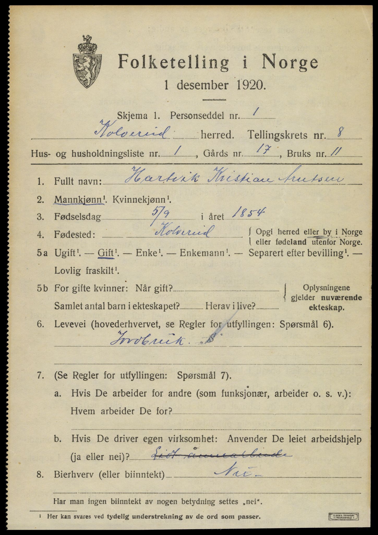 SAT, Folketelling 1920 for 1752 Kolvereid herred, 1920, s. 5091