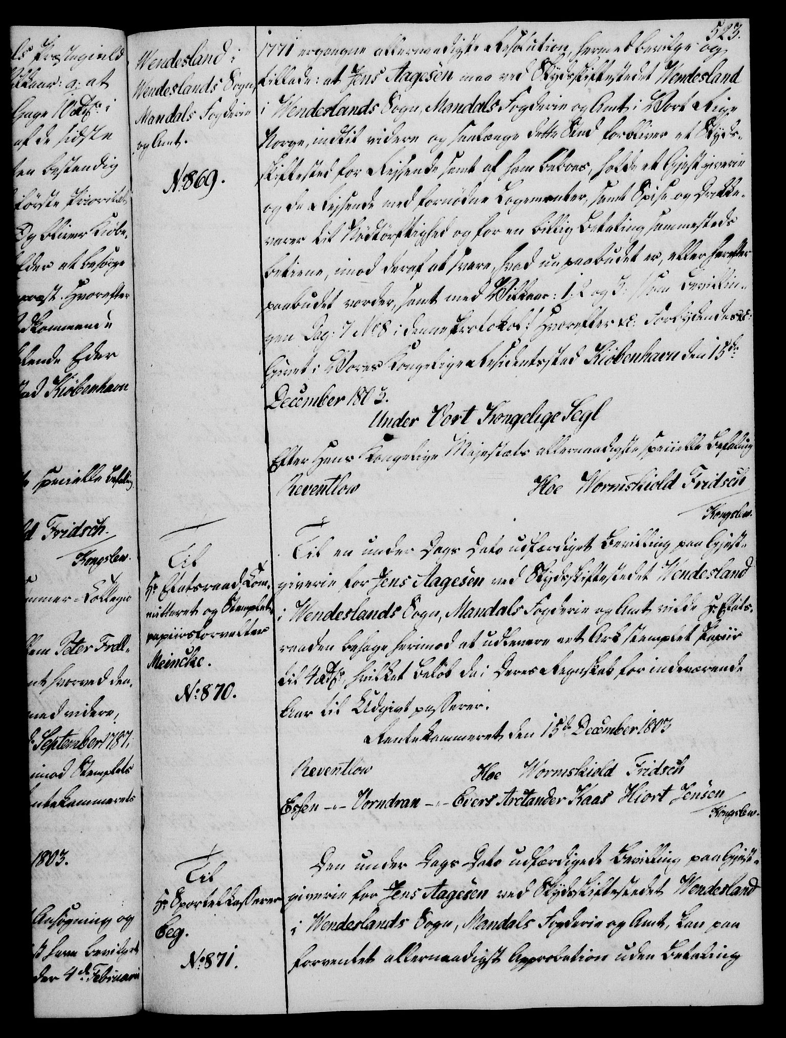 Rentekammeret, Kammerkanselliet, AV/RA-EA-3111/G/Gg/Gga/L0017: Norsk ekspedisjonsprotokoll med register (merket RK 53.17), 1801-1803, s. 523