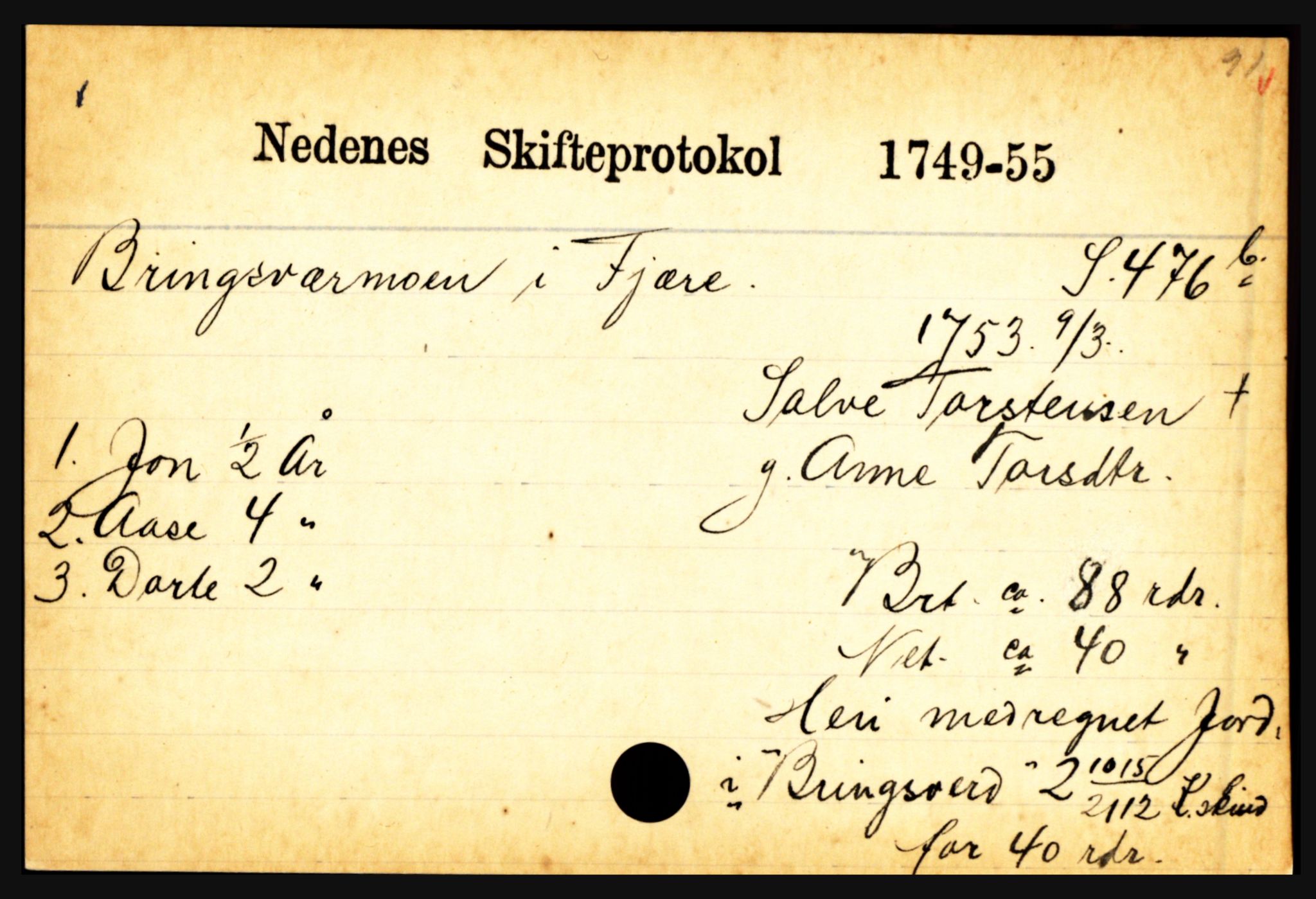 Nedenes sorenskriveri før 1824, AV/SAK-1221-0007/H, s. 4019