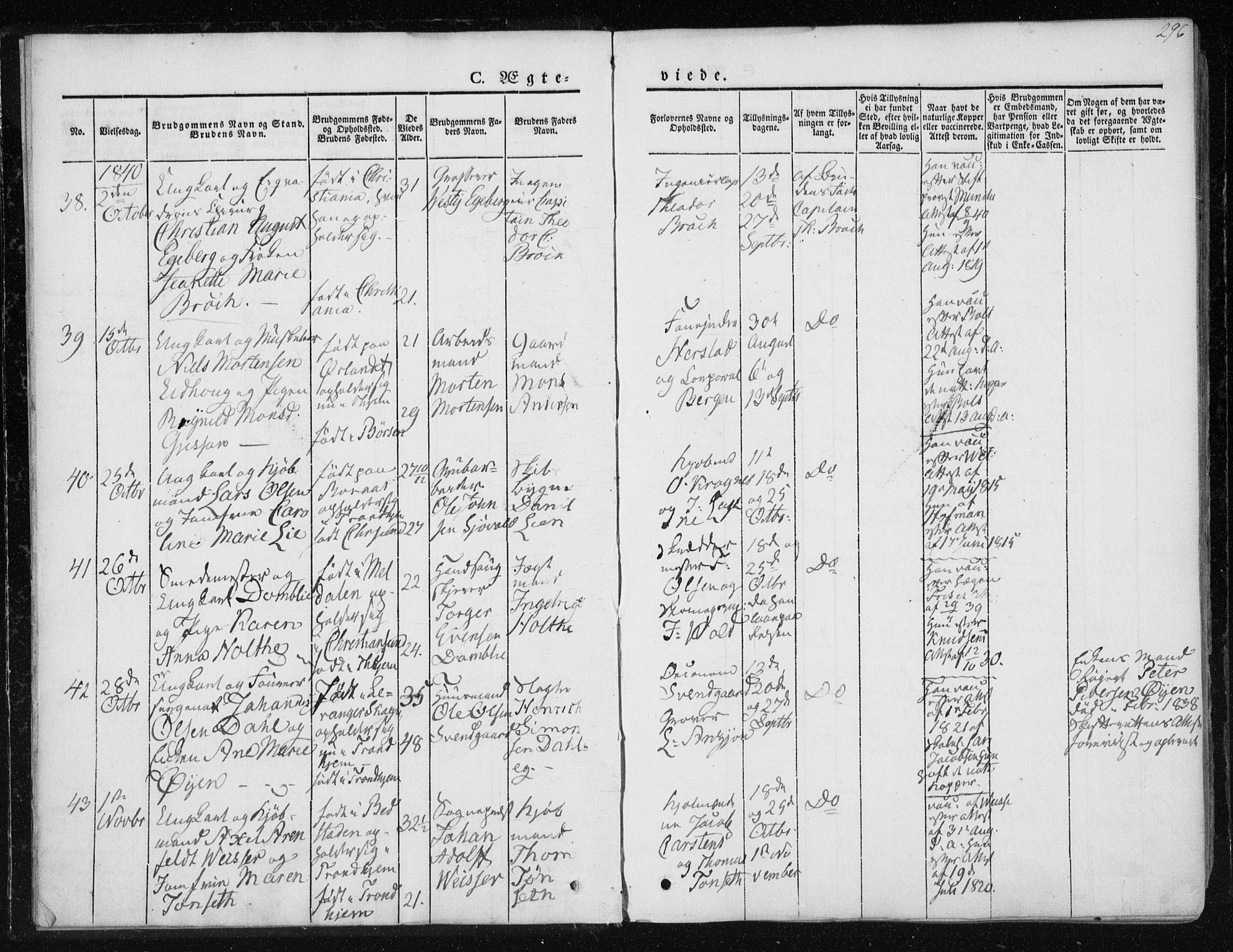 Ministerialprotokoller, klokkerbøker og fødselsregistre - Sør-Trøndelag, SAT/A-1456/601/L0049: Ministerialbok nr. 601A17, 1839-1847, s. 296
