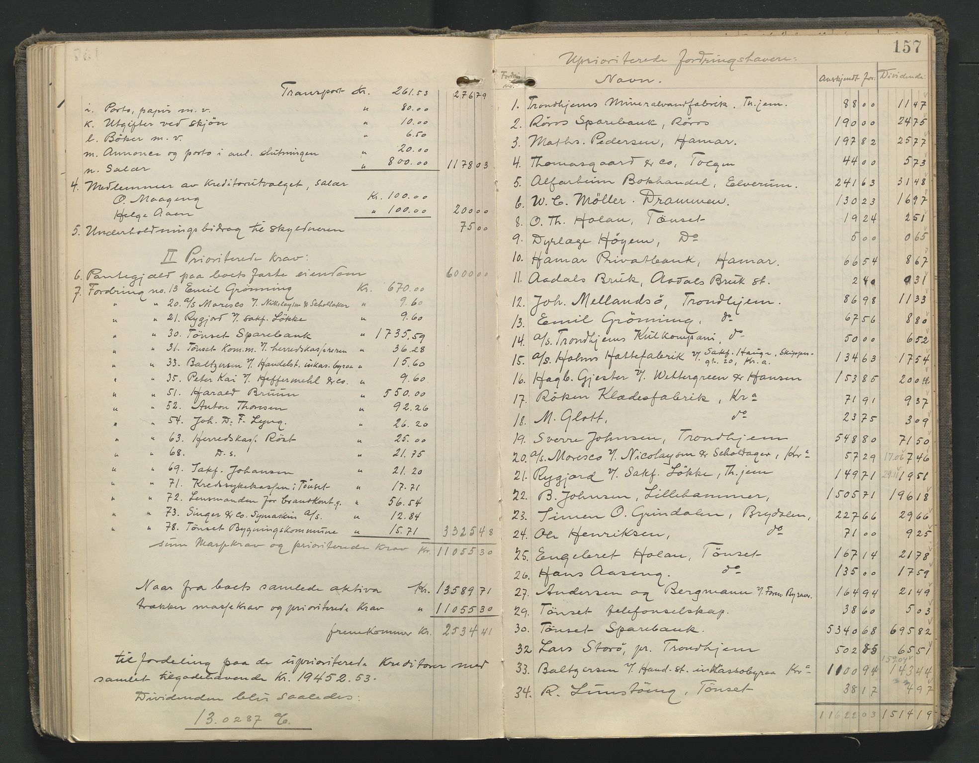 Nord-Østerdal tingrett, AV/SAH-TING-020/J/Jd/L0006: Skifteutlodningsprotokoll, 1907-1920, s. 157