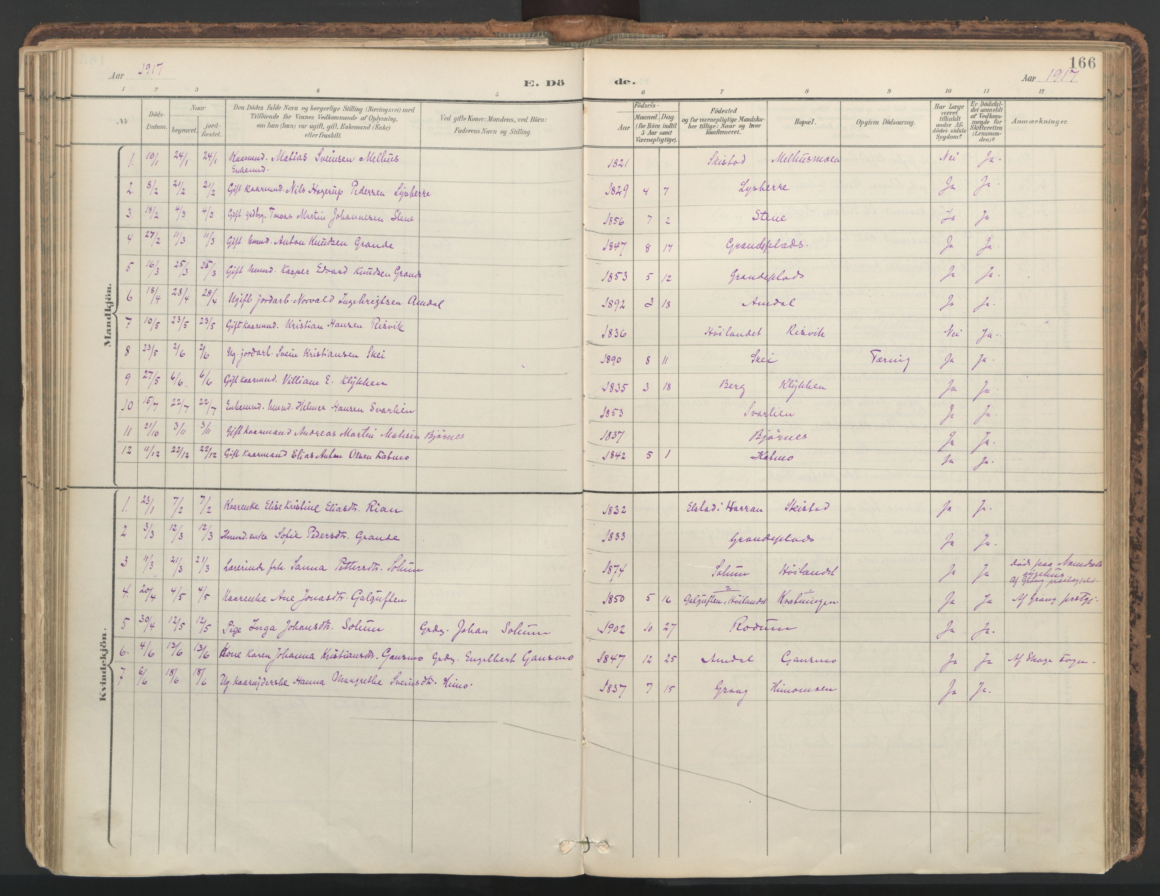 Ministerialprotokoller, klokkerbøker og fødselsregistre - Nord-Trøndelag, SAT/A-1458/764/L0556: Ministerialbok nr. 764A11, 1897-1924, s. 166