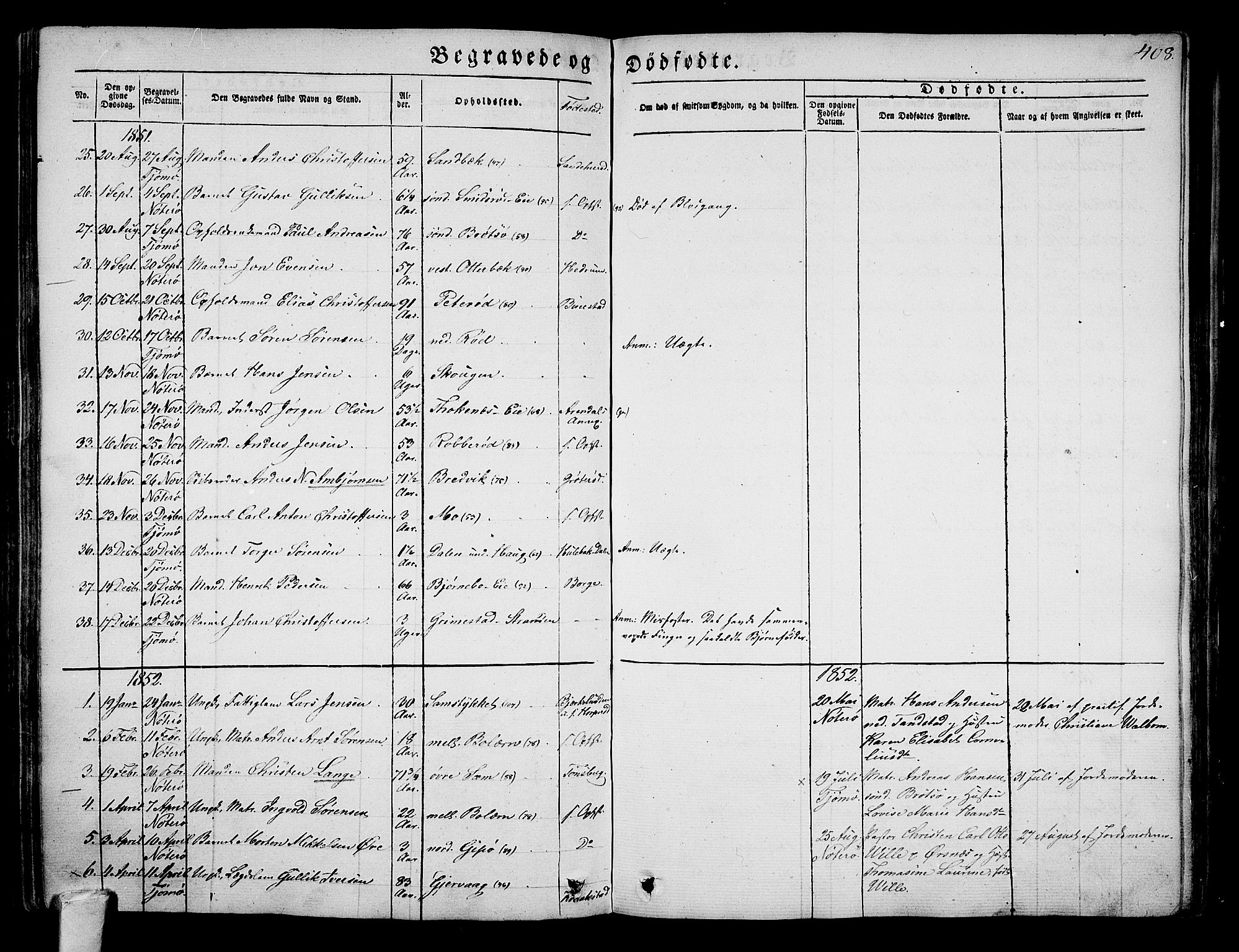 Nøtterøy kirkebøker, AV/SAKO-A-354/G/Ga/L0001: Klokkerbok nr. I 1, 1844-1859, s. 408