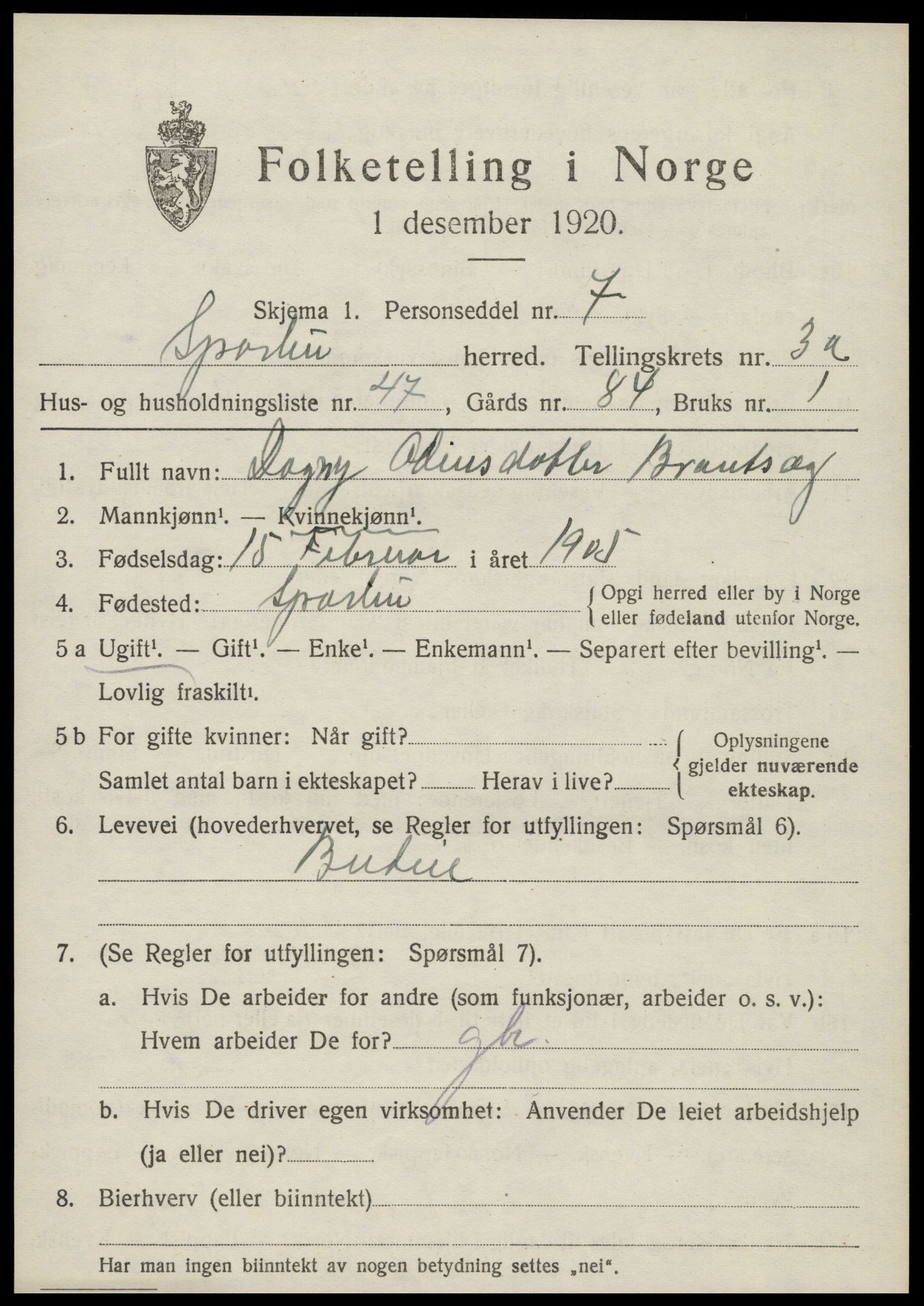 SAT, Folketelling 1920 for 1731 Sparbu herred, 1920, s. 4801