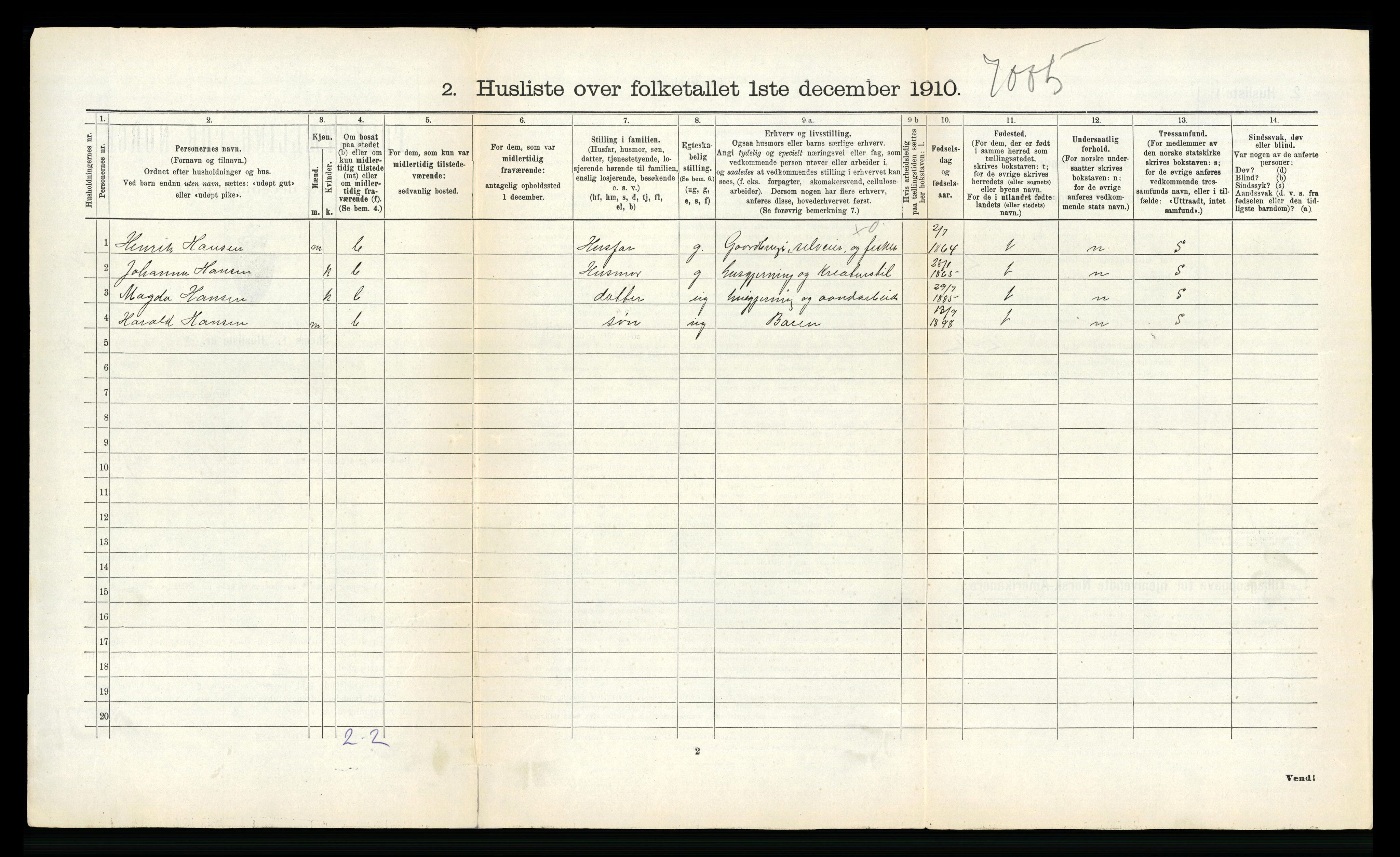 RA, Folketelling 1910 for 1866 Hadsel herred, 1910, s. 884