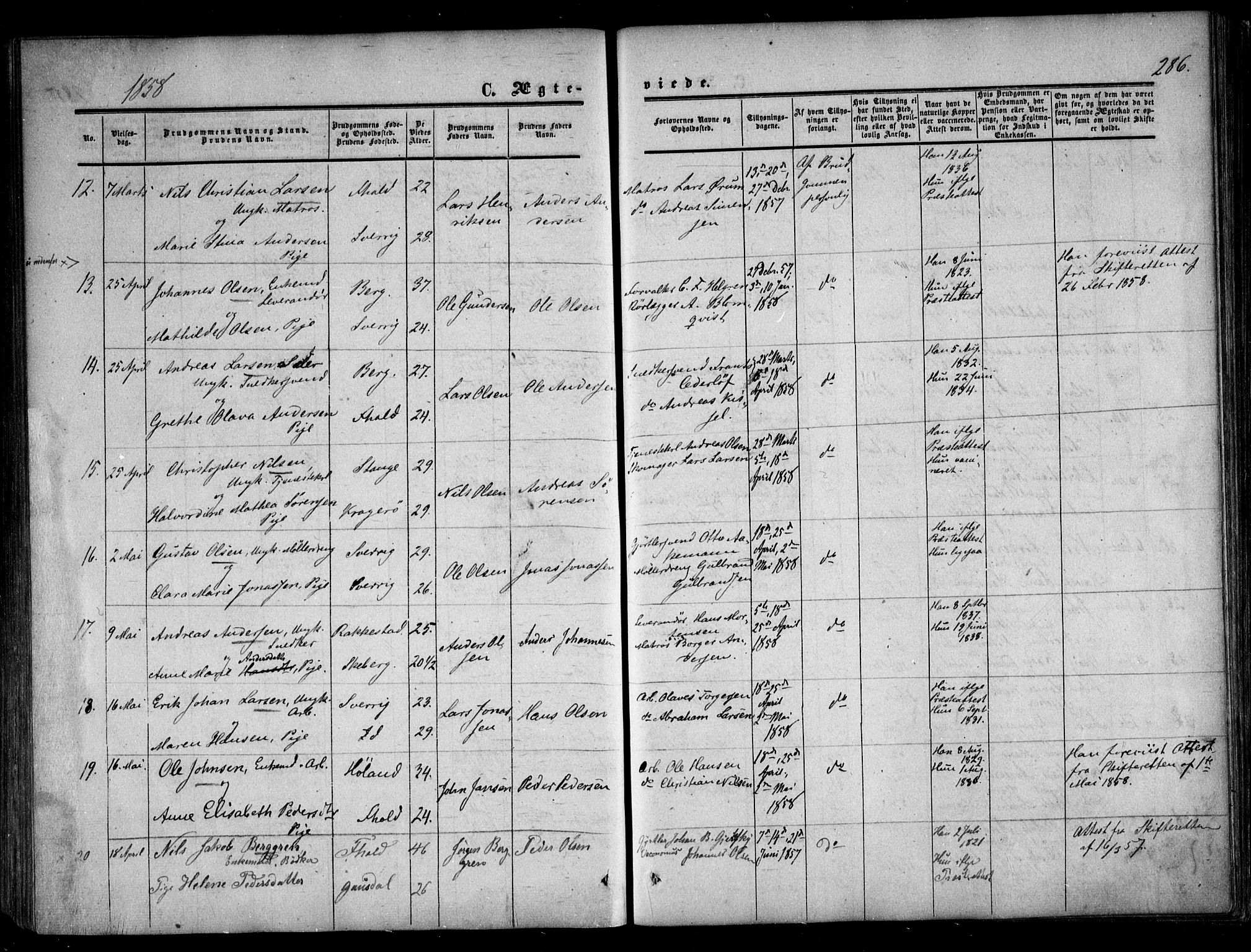Halden prestekontor Kirkebøker, AV/SAO-A-10909/F/Fa/L0007: Ministerialbok nr. I 7, 1857-1865, s. 286