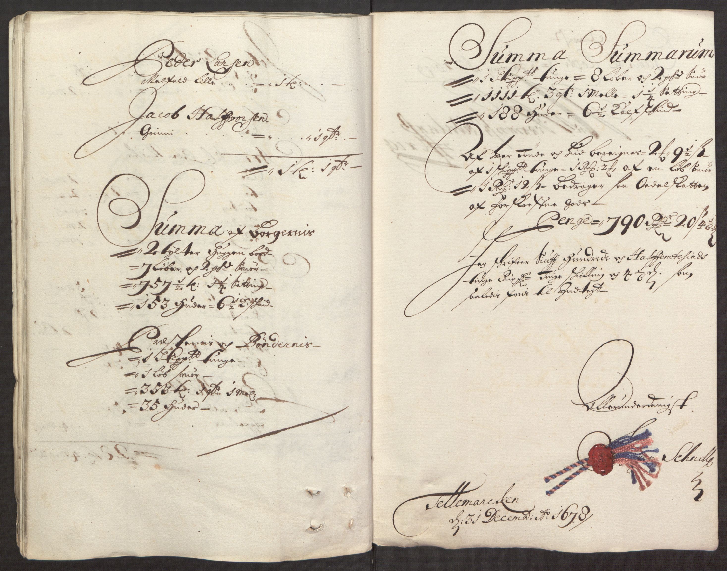 Rentekammeret inntil 1814, Reviderte regnskaper, Fogderegnskap, AV/RA-EA-4092/R35/L2069: Fogderegnskap Øvre og Nedre Telemark, 1678, s. 99